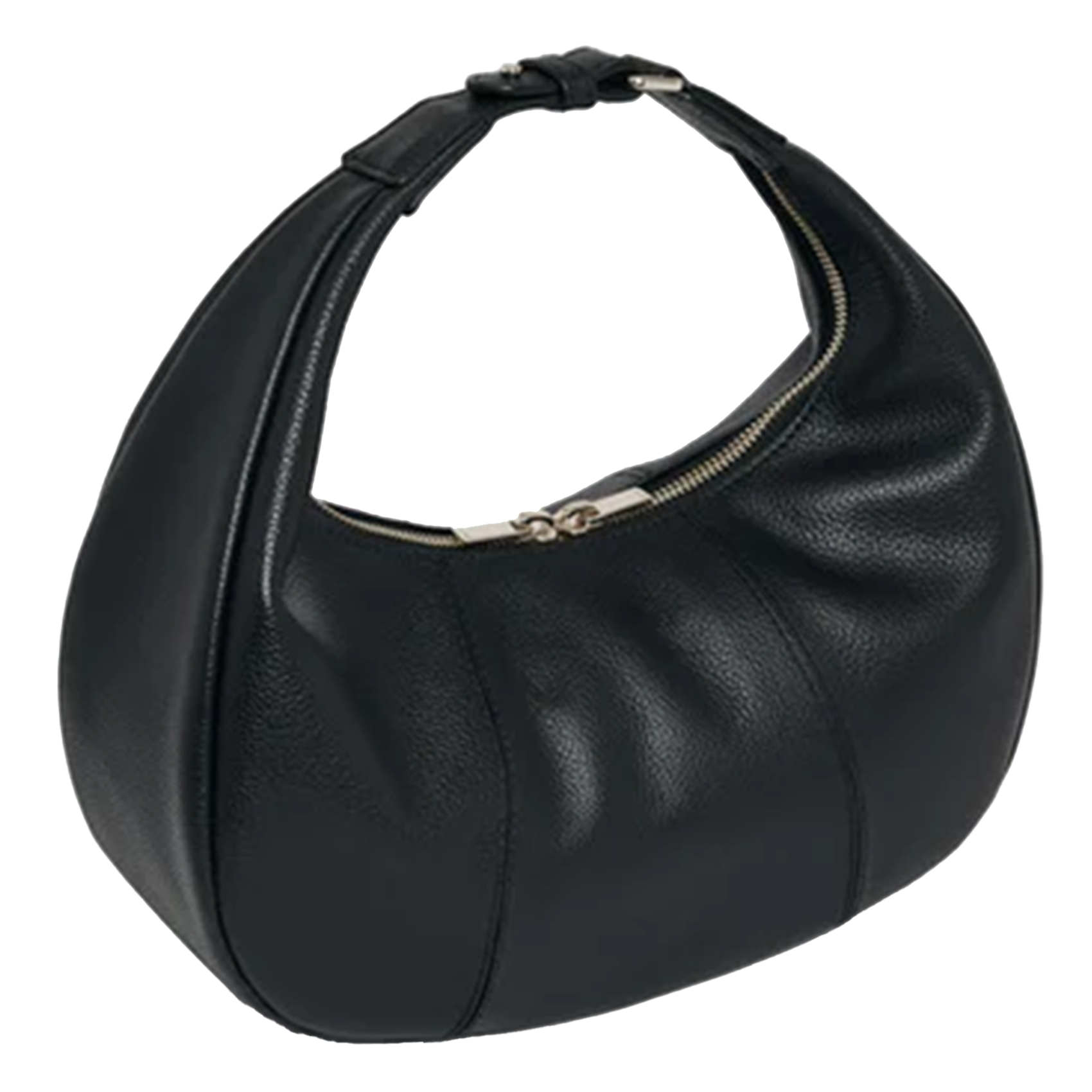 Petit sac hobo zippé en cuir grainé LE TANNEUR Noir
