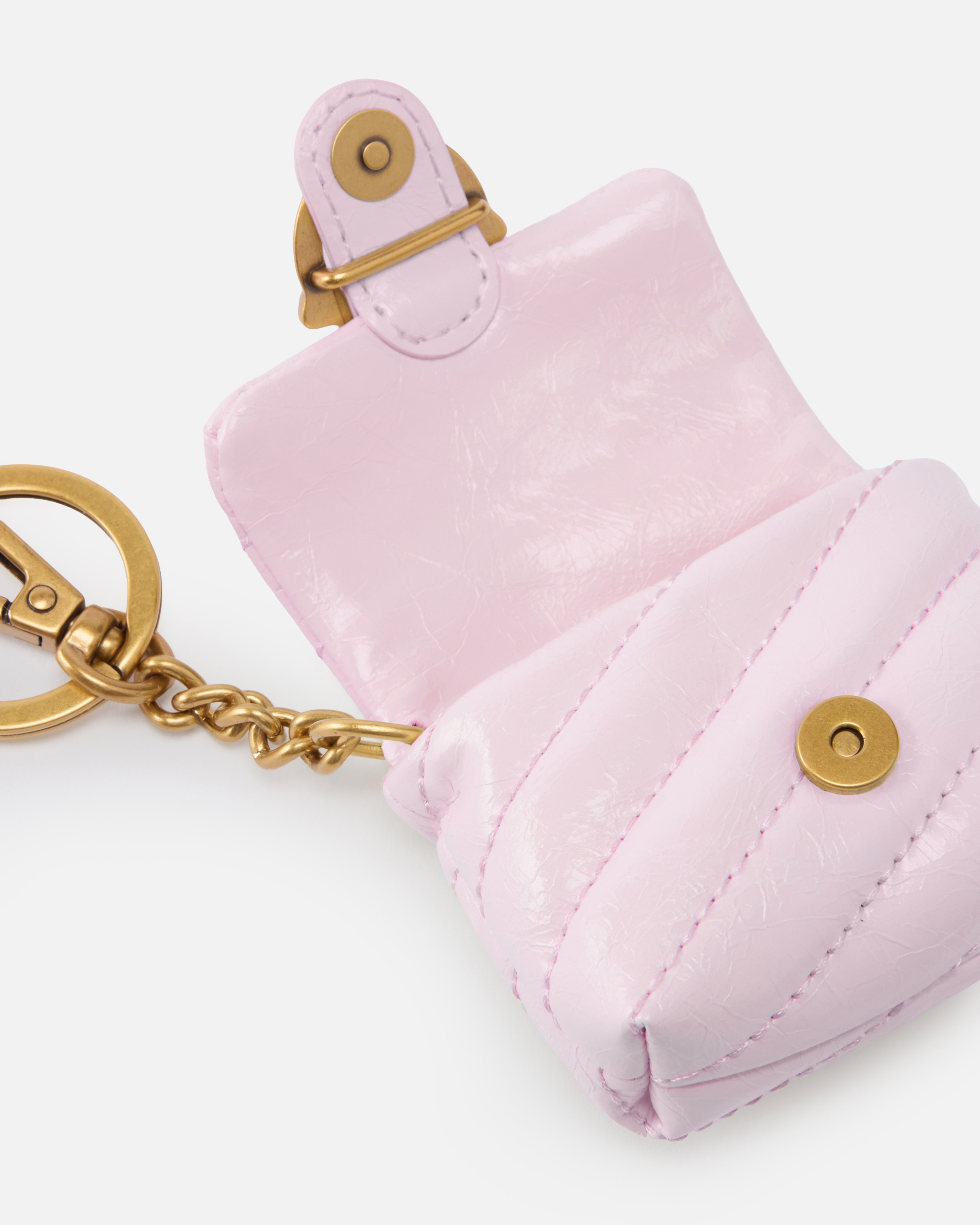 Love Bag Puff shiny leather AirPods case PINKO Pink