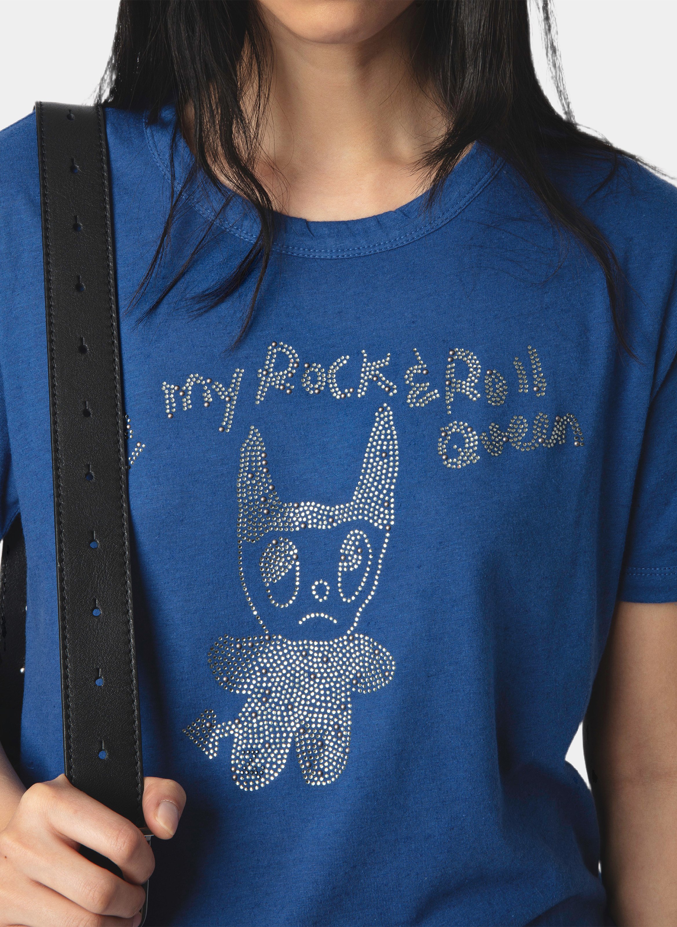 Straight T-shirt with rhinestones ZADIG&VOLTAIRE Blue