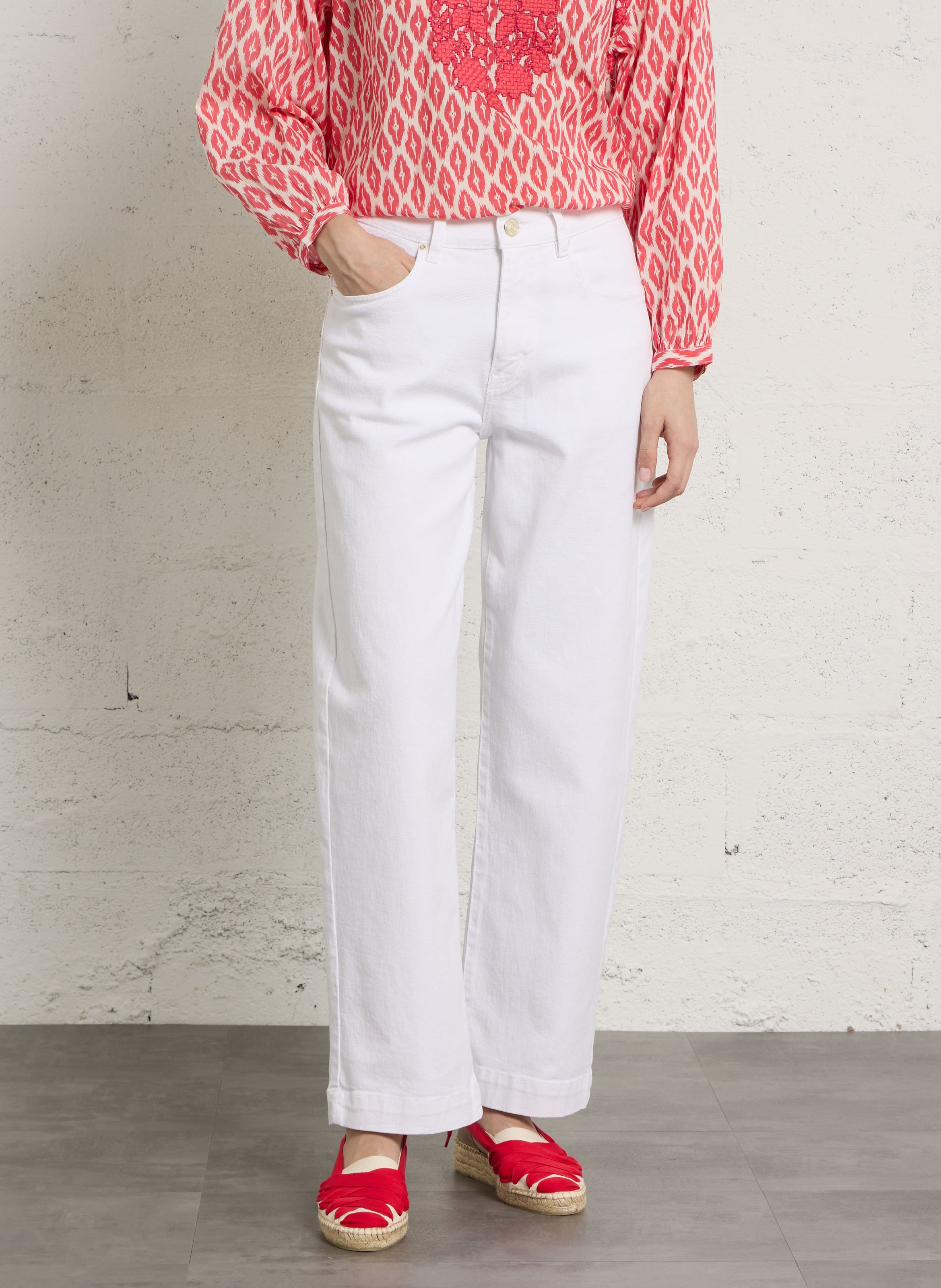 Cotton-blend boyfit jeans SUD EXPRESS White