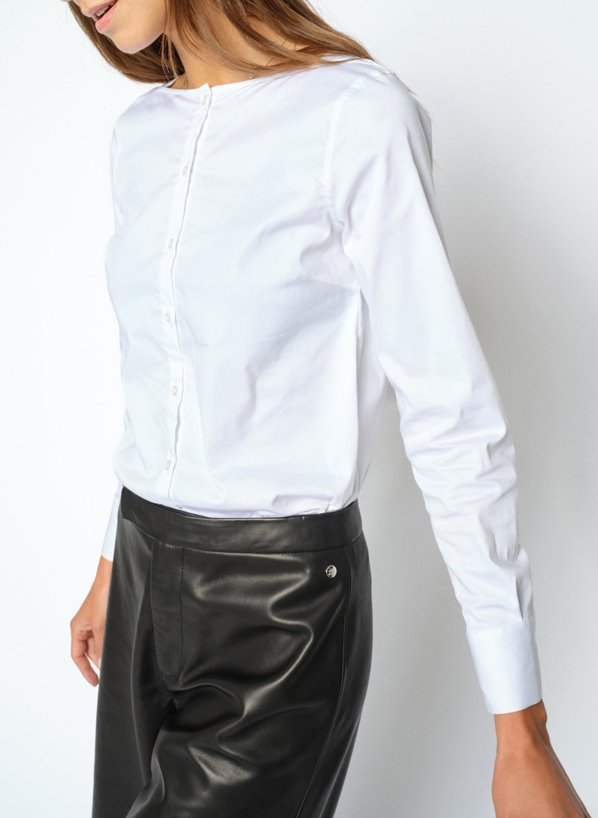 Straight-cut cotton-blend shirt MOS MOSH White