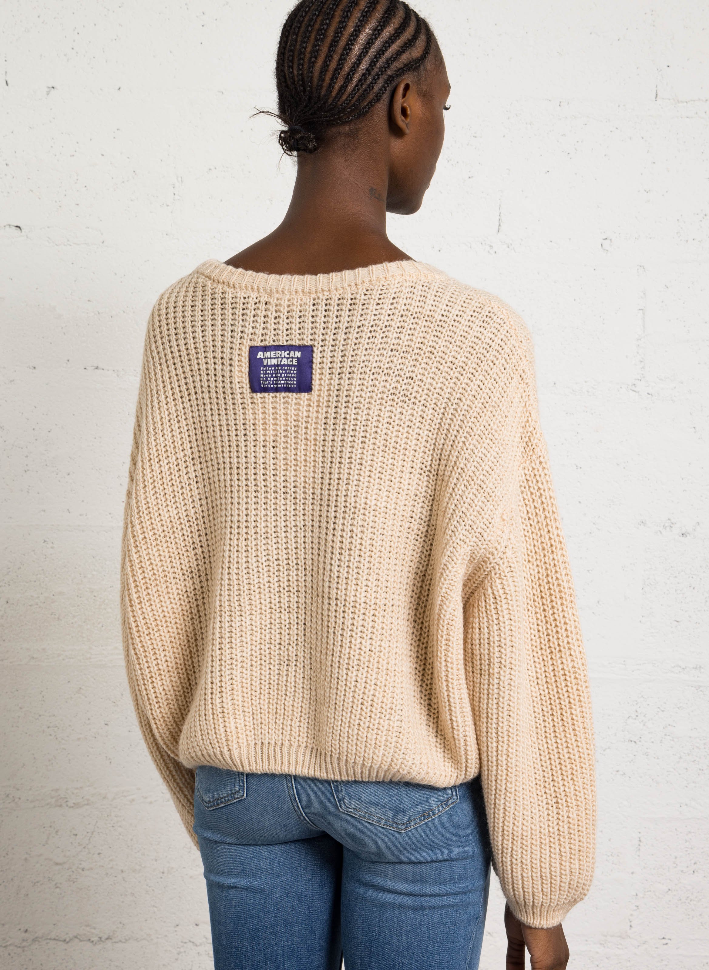 Weiter Pullover aus Wollmix AMERICAN VINTAGE Beige
