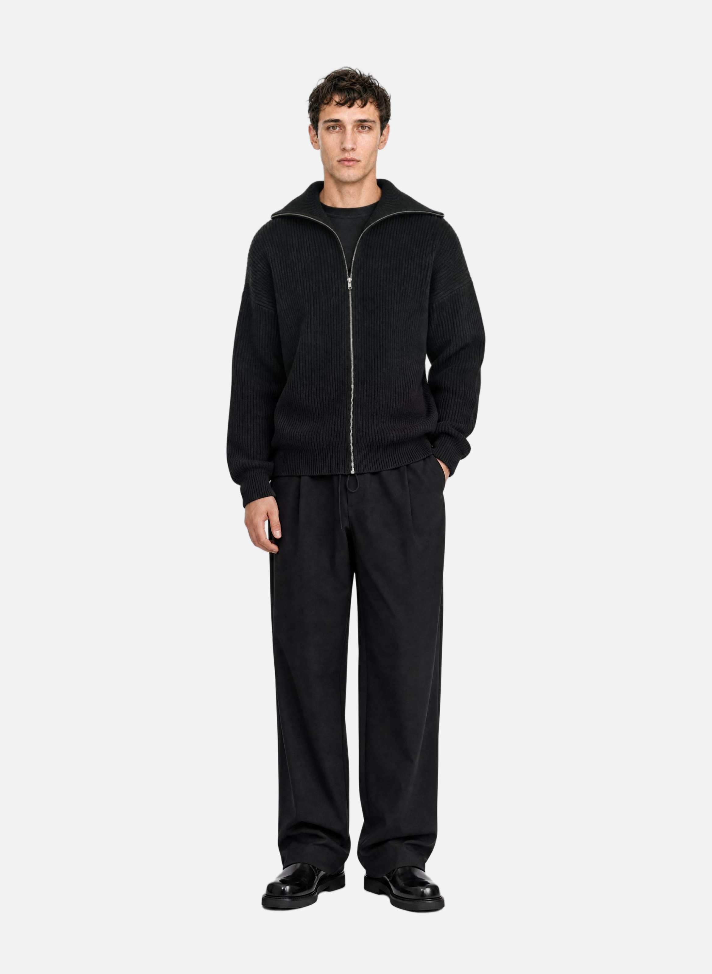 Wool zipped cardigan THE KOOPLES Black