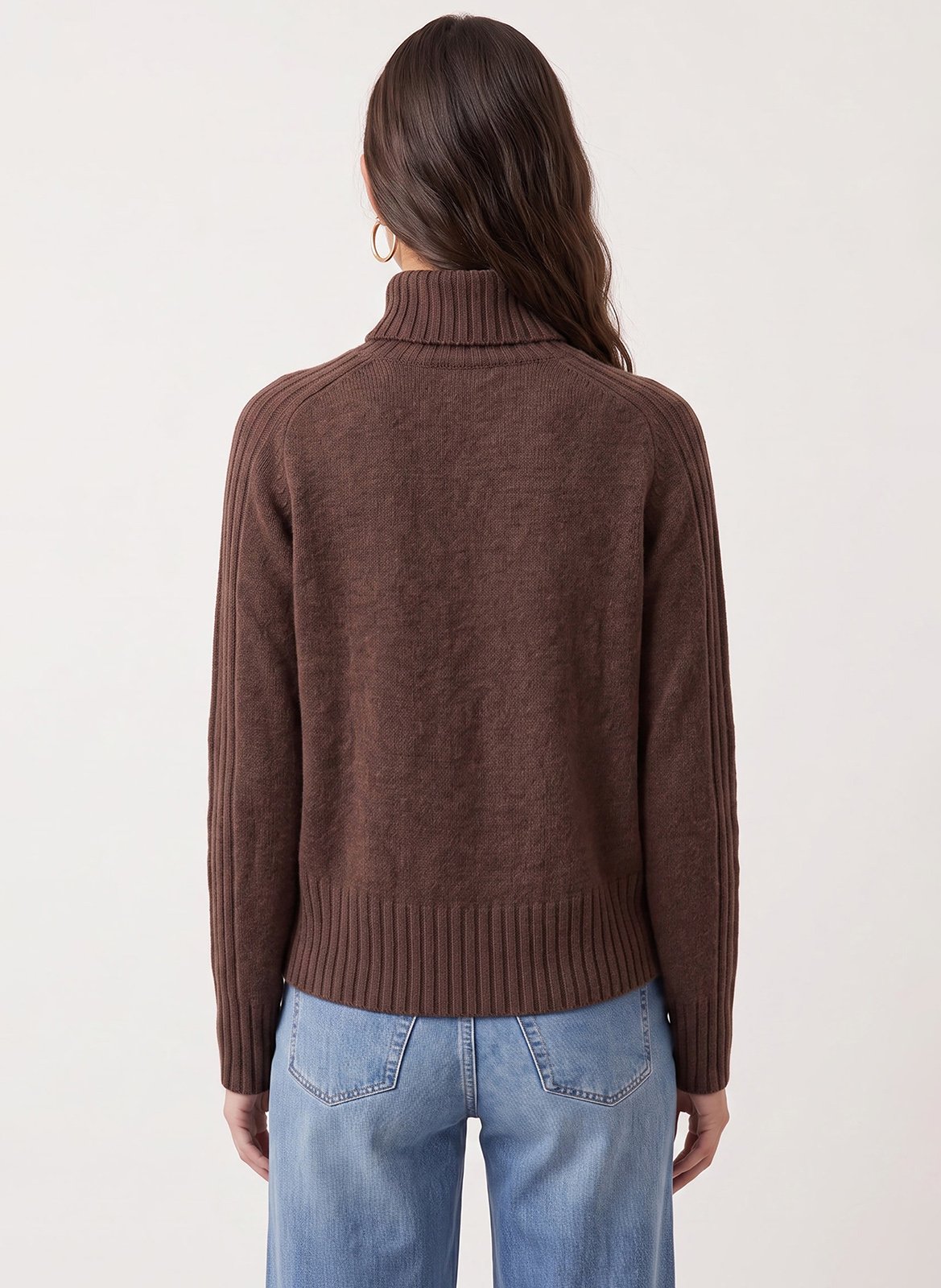 Straight wool and cashmere polo neck sweater KOOKAI Brown