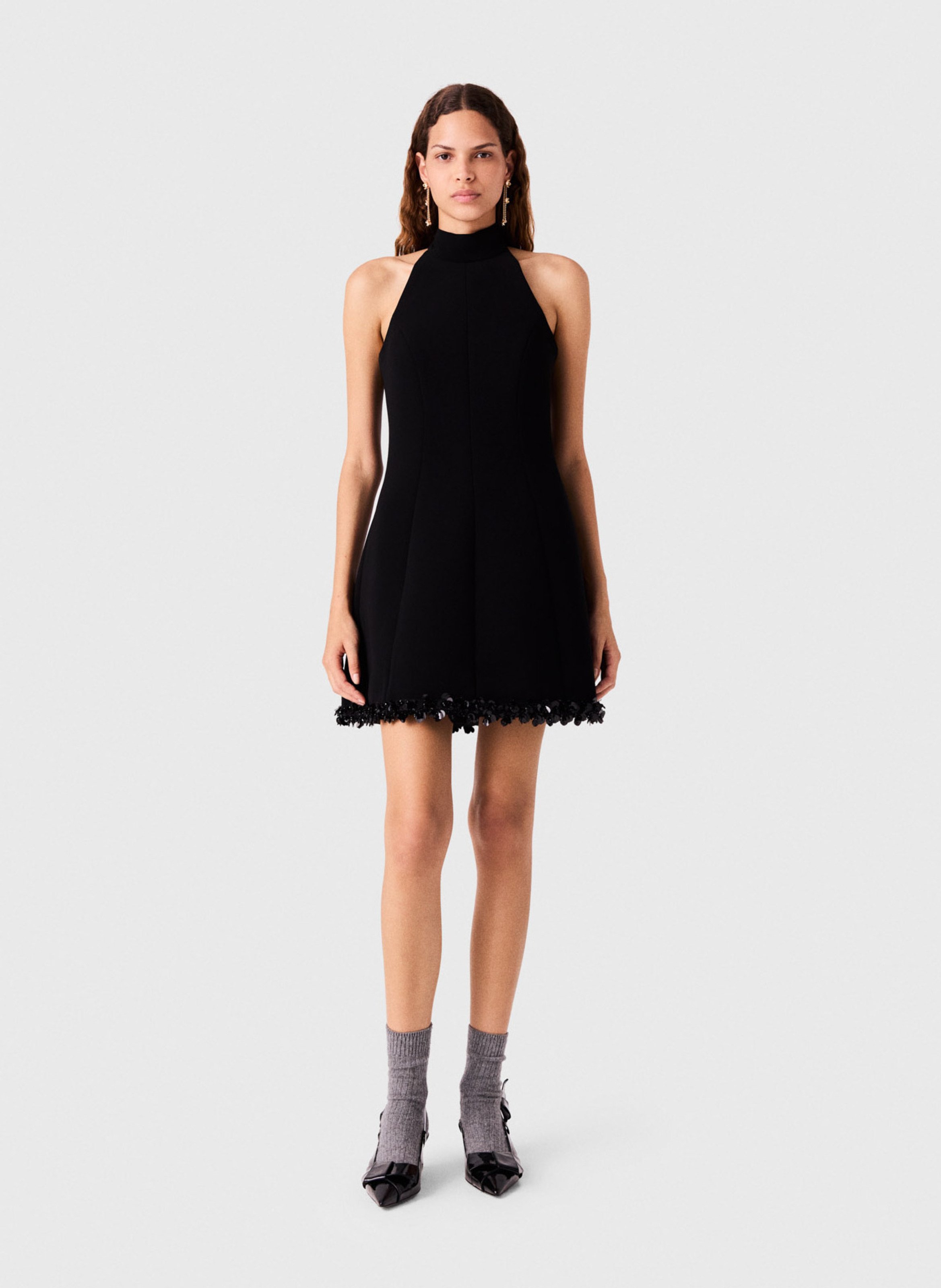 Robe courte évasée dos nu MAJE Noir