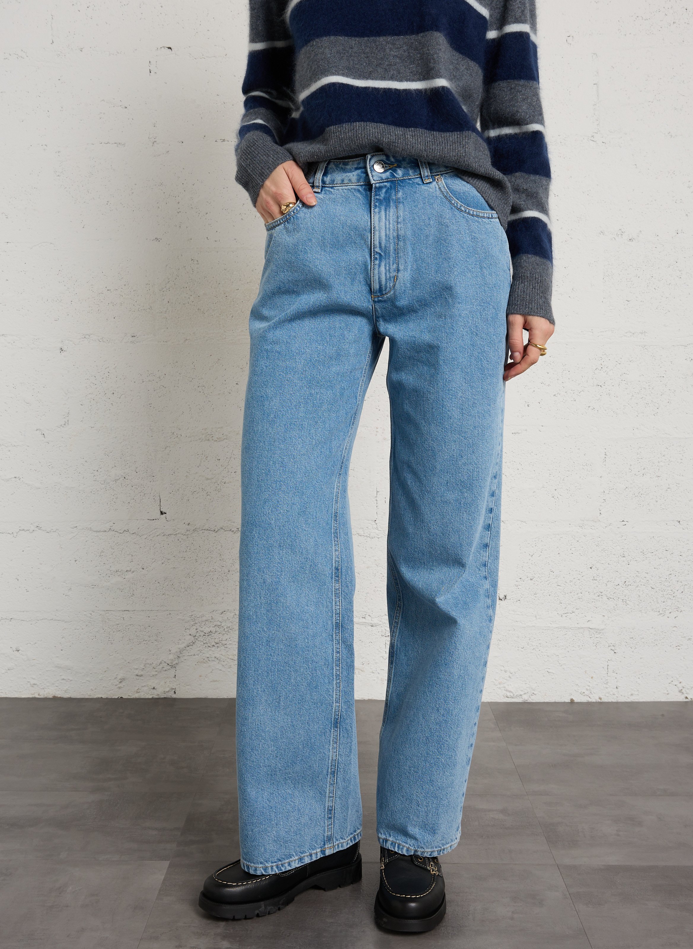 Wide-leg cotton jeans BERENICE Blue