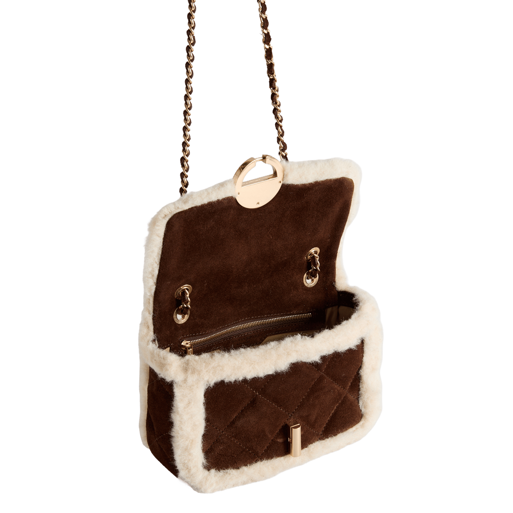 Leather flap shoulder bag VANESSA BRUNO Brown