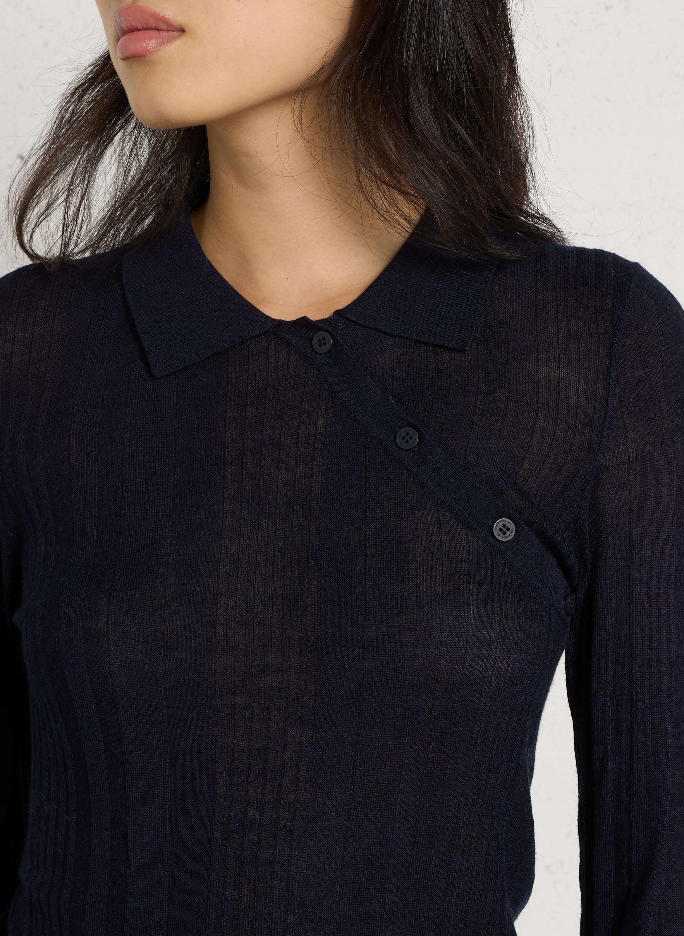 Polo-collar sweater with button detail THINKING MU Blue