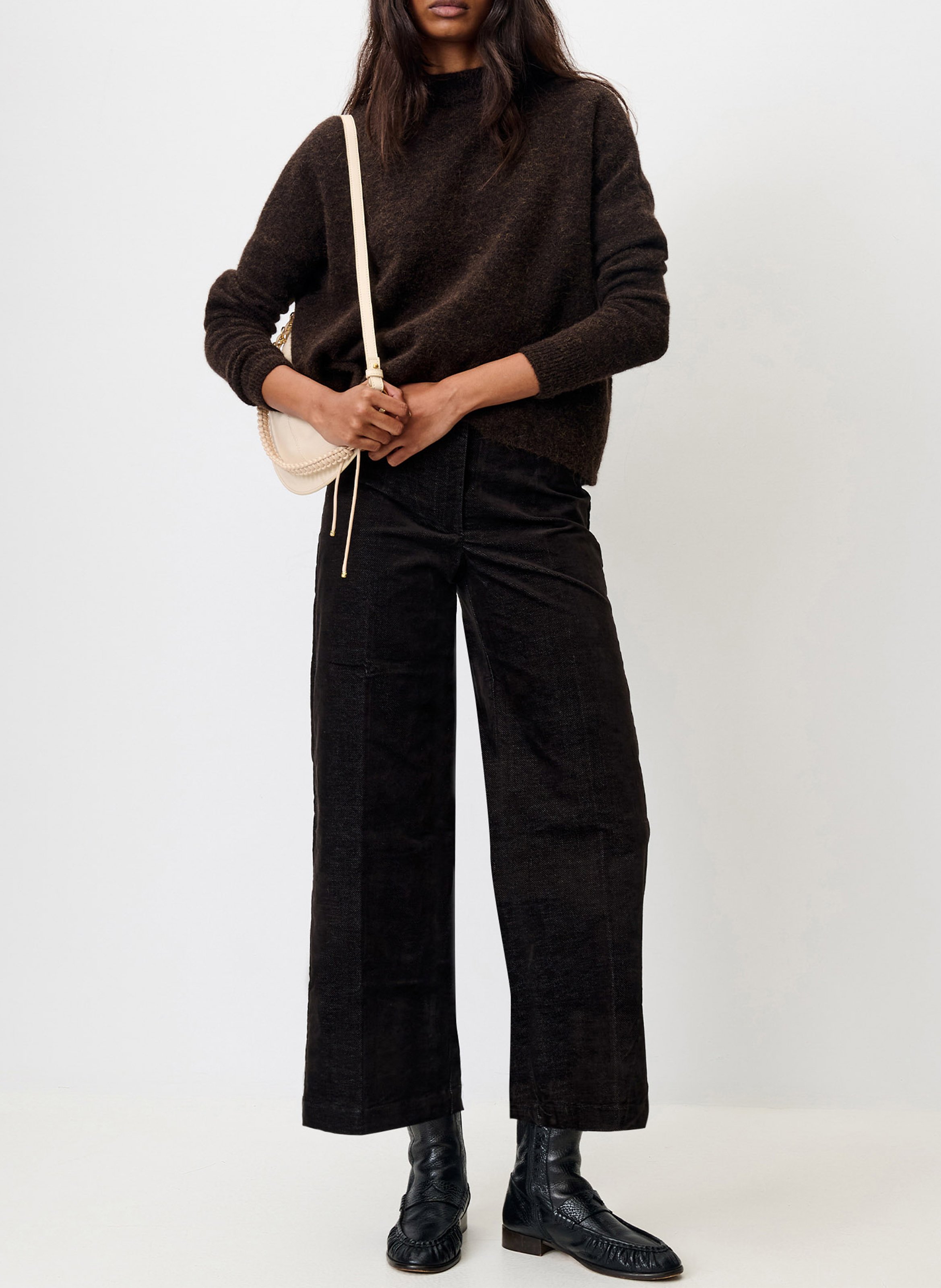 Wide-leg cotton-blend velvet pants SESSUN Brown