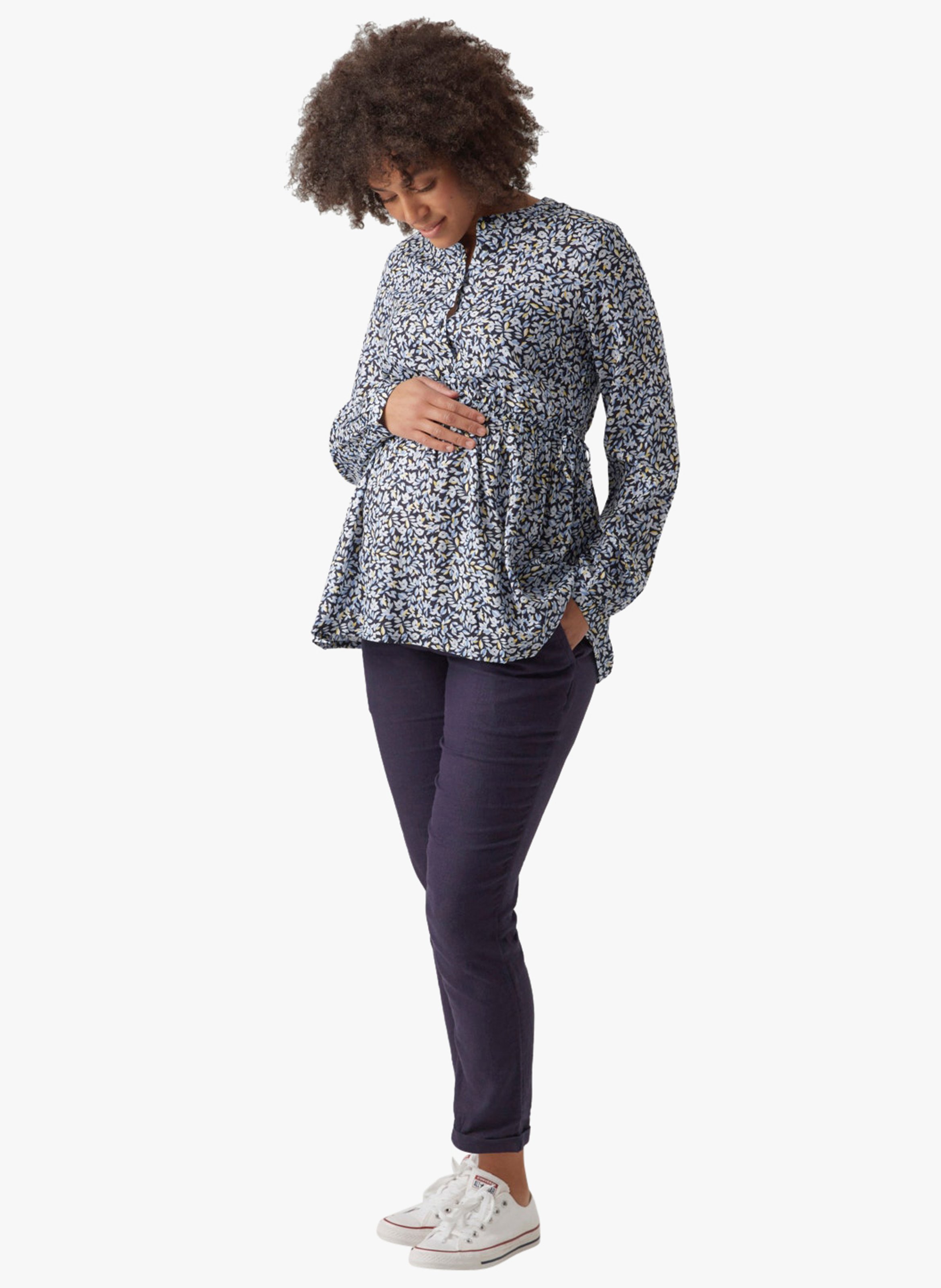 Long maternity top with long sleeves MAMALICIOUS Blue