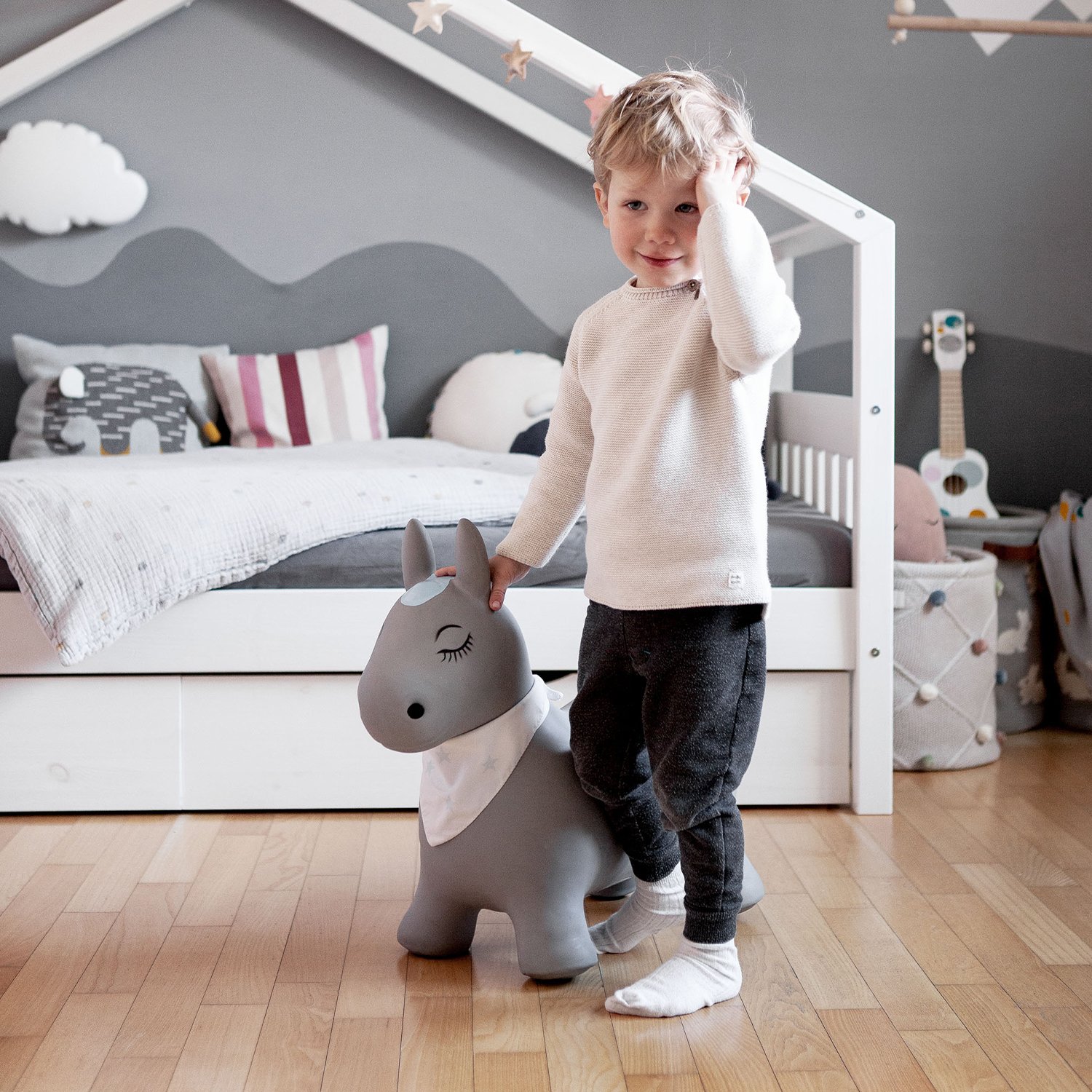 Inflatable sit-on cow KINDSGUT Blue