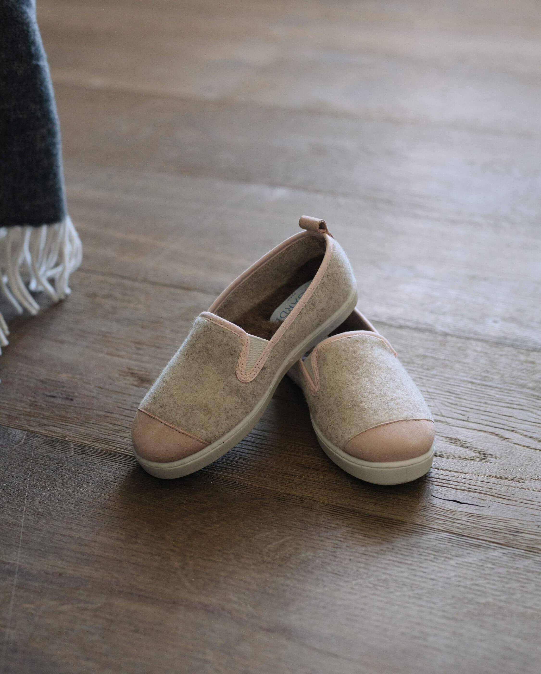 Child's wool slipper, beige powder pink ANGARDE Beige