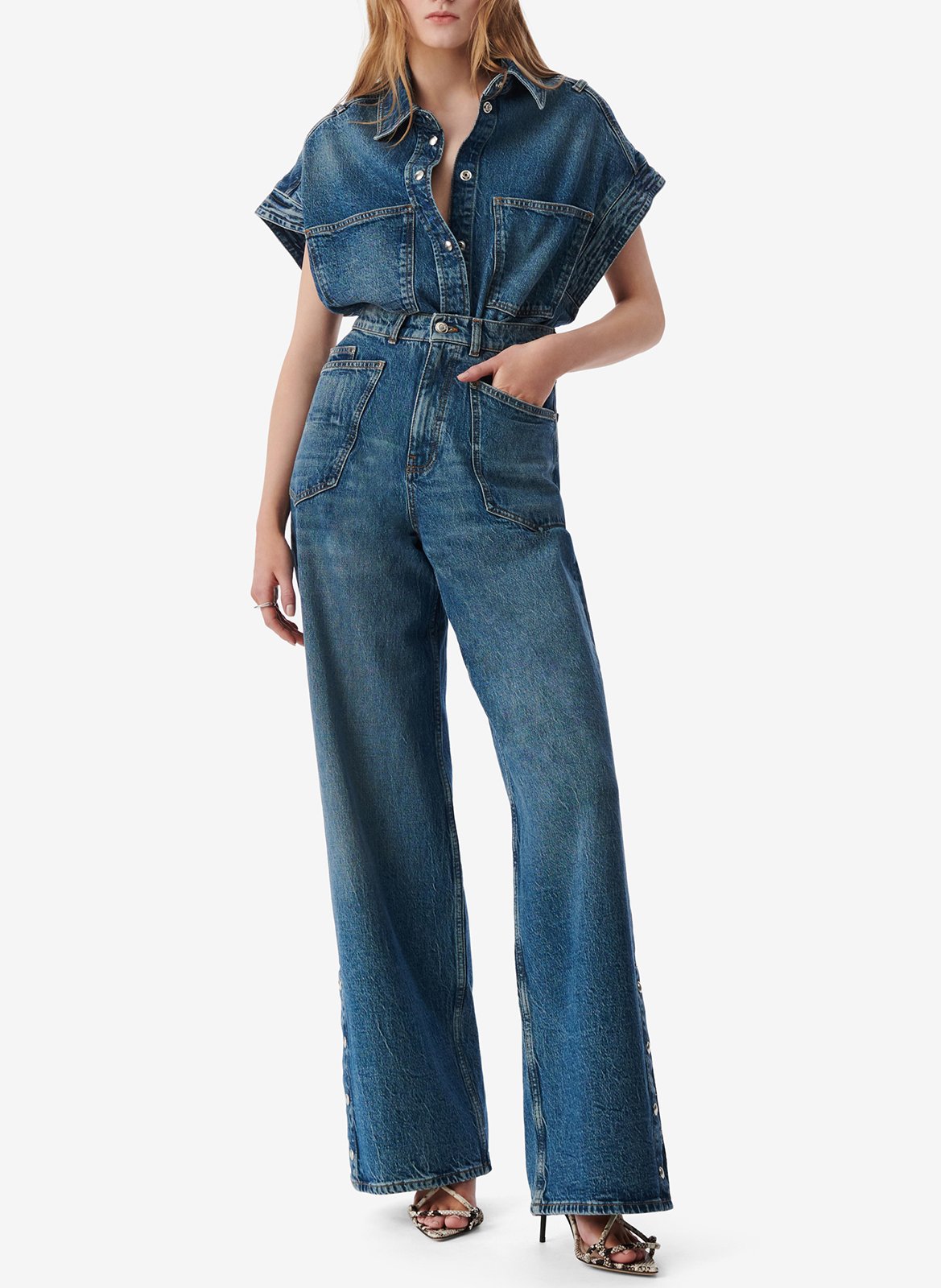 Chemise col classique manches contrastantes en coton IRO Blue