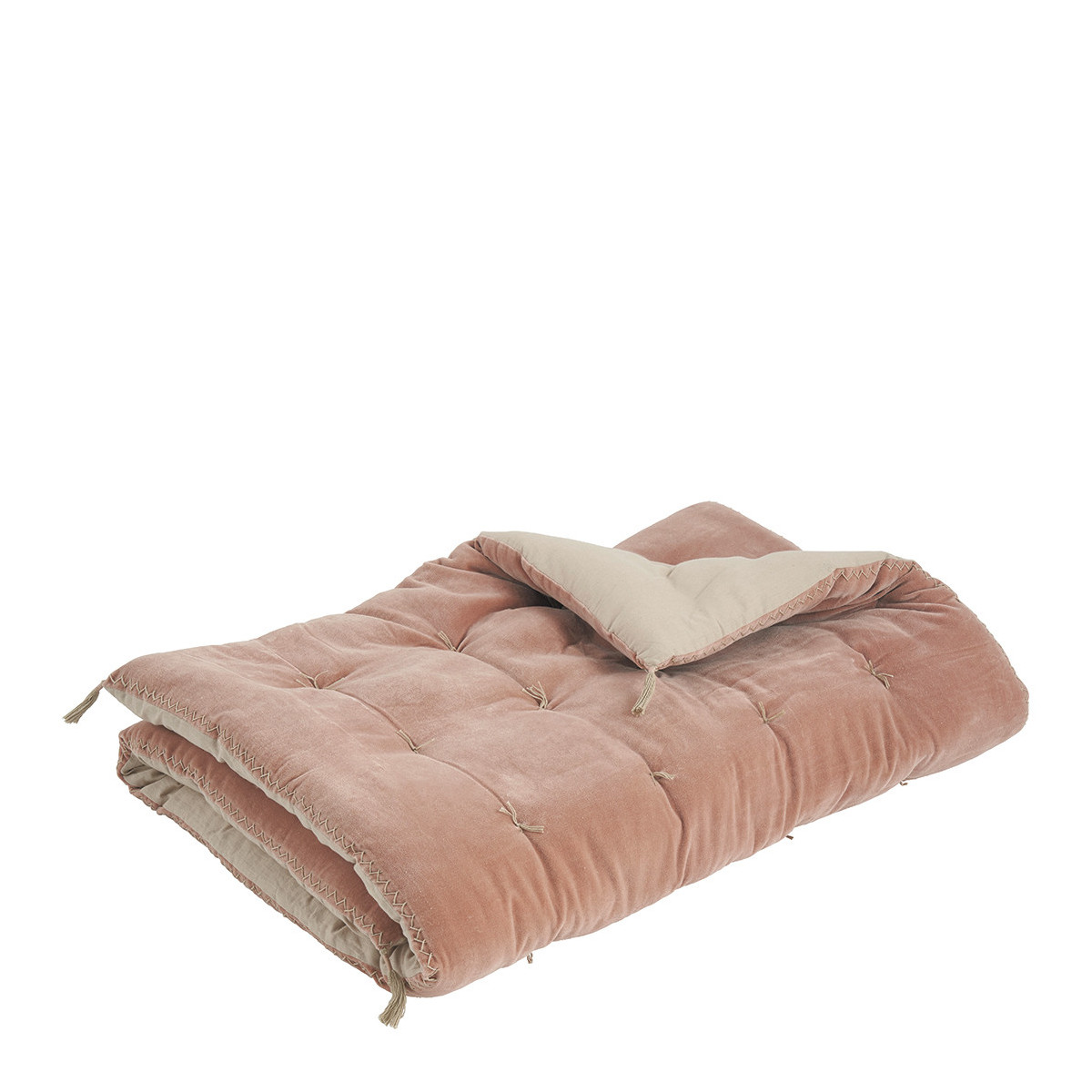 Futon mattéo en velours de coton et lin - 180 x 80 cm - rose BLANC D'IVOIRE Rose