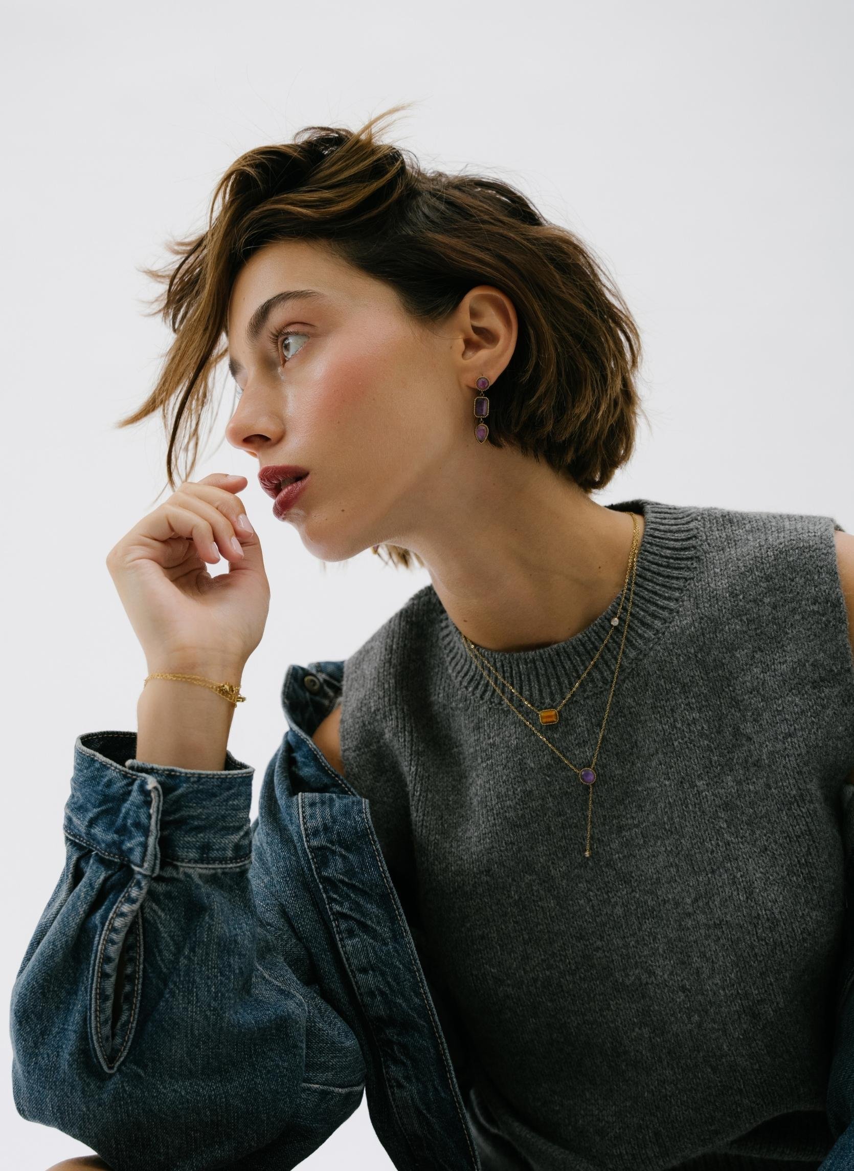 Chain necklace SUNNA AEC Paris Purple