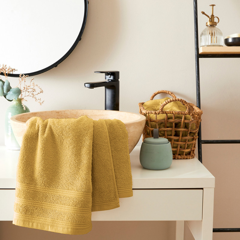 100% combed cotton hand towel COTON PUR Yellow