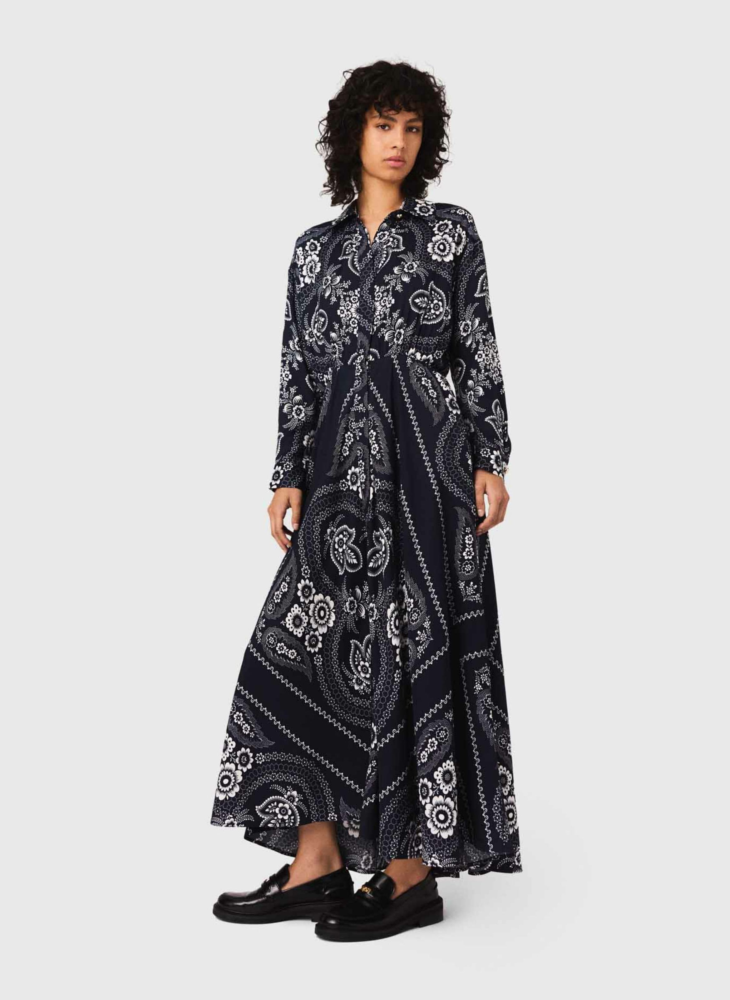 Robe chemise longue col classique MAJE Bleu