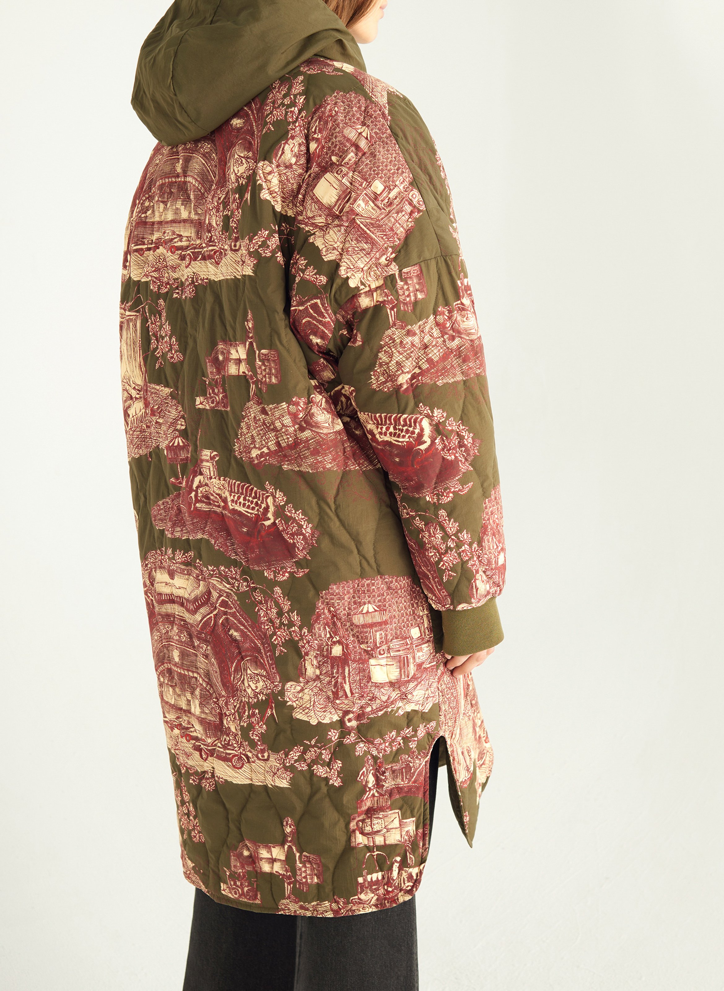 Manteau col teddy impirmé réversible COTELAC Vert