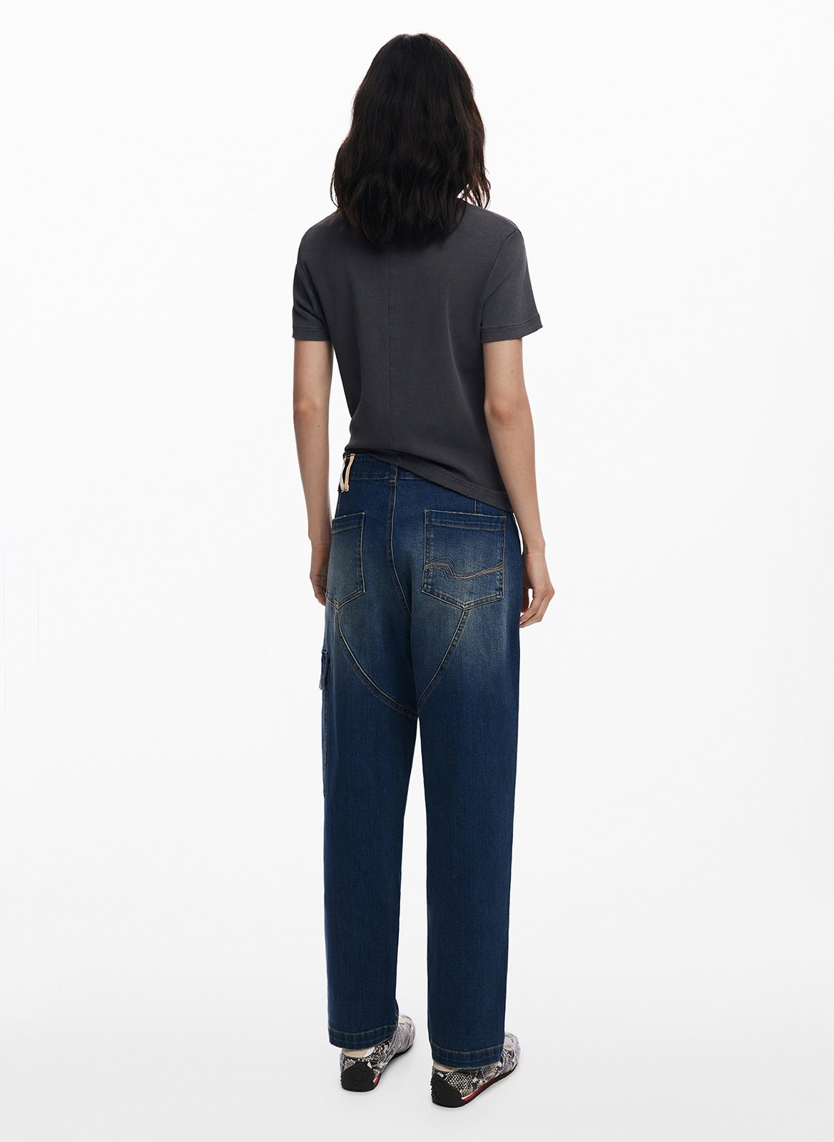 Tee-shirt col rond en coton mélangé DESIGUAL Noir