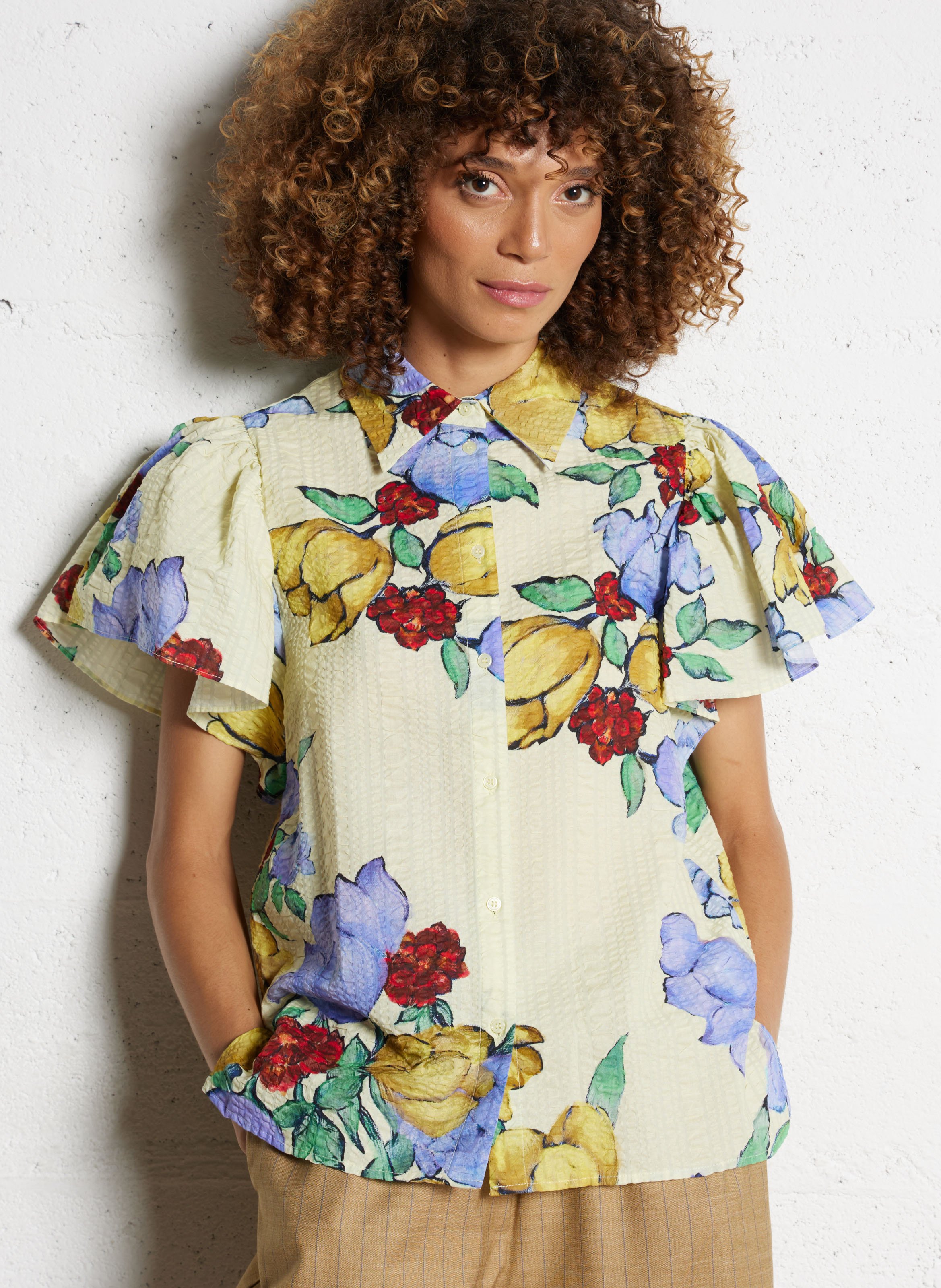 Bio-Baumwollbluse mit klassischem Kragen STELLA NOVA Mehrfarbig