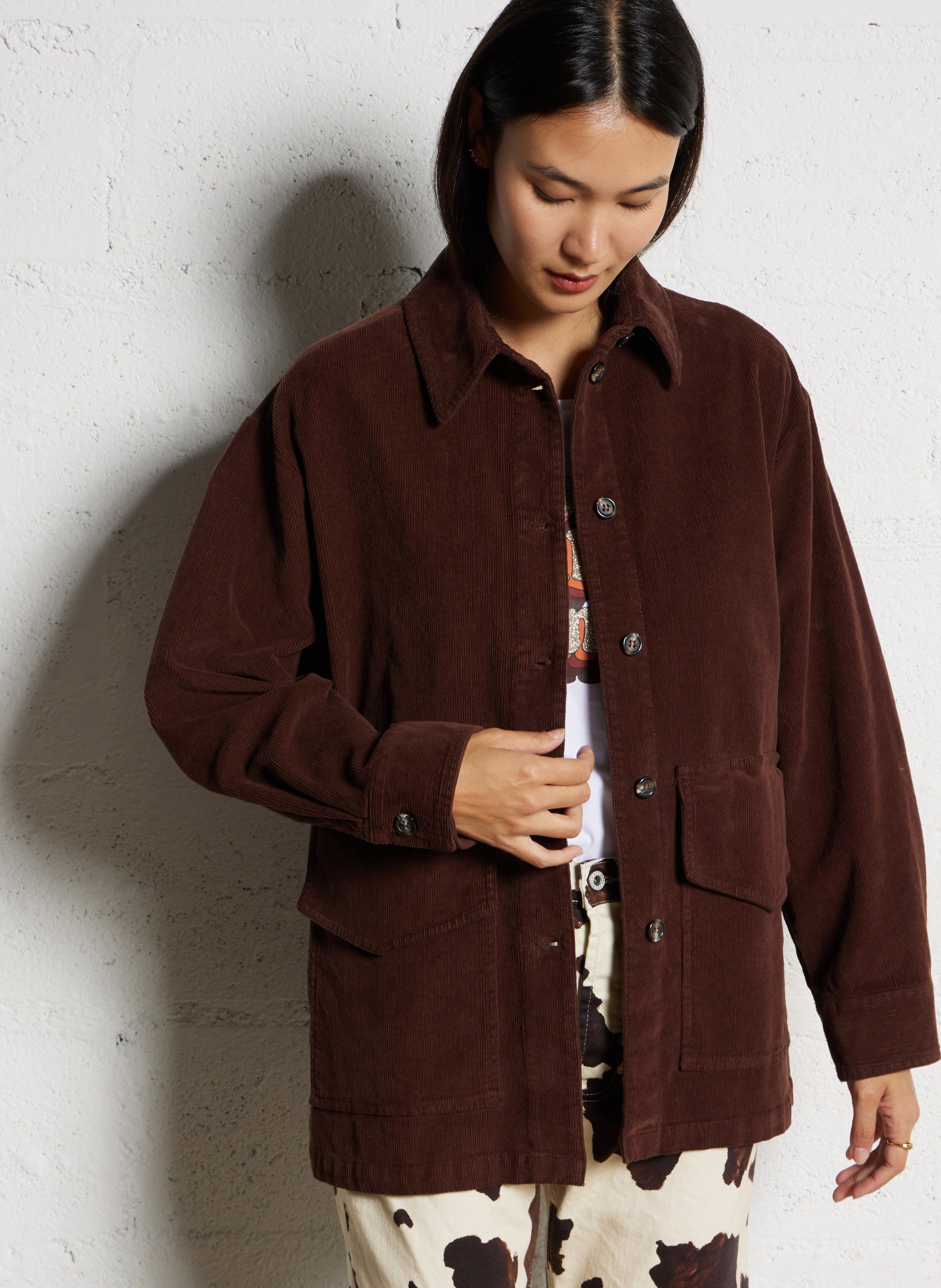 Veste oversize en coton mélangé PLEASE Marron