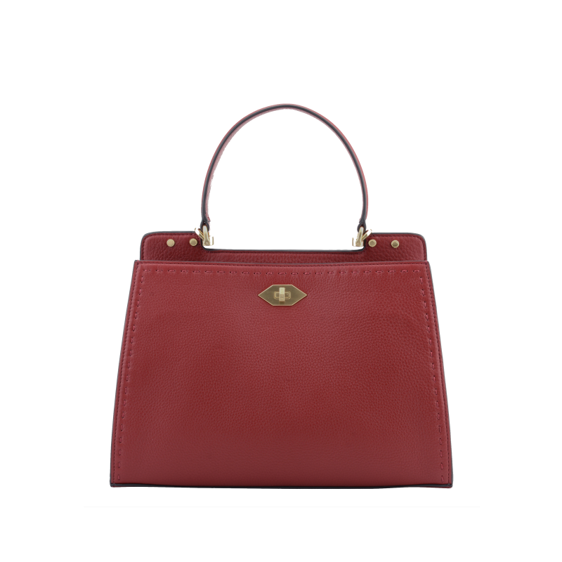 Handbag - cowhide leather POURCHET Red