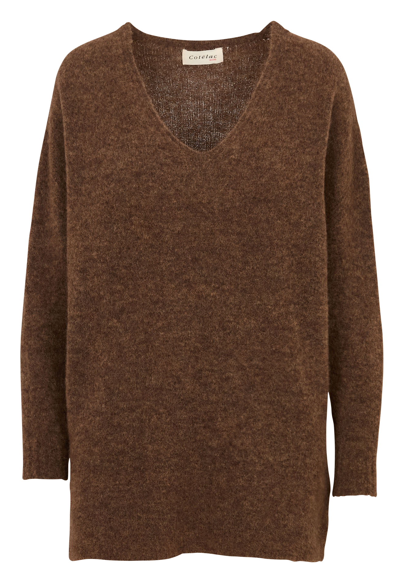 Oversize V-Ausschnitt Pullover aus weichem Strick ACOTE Braun