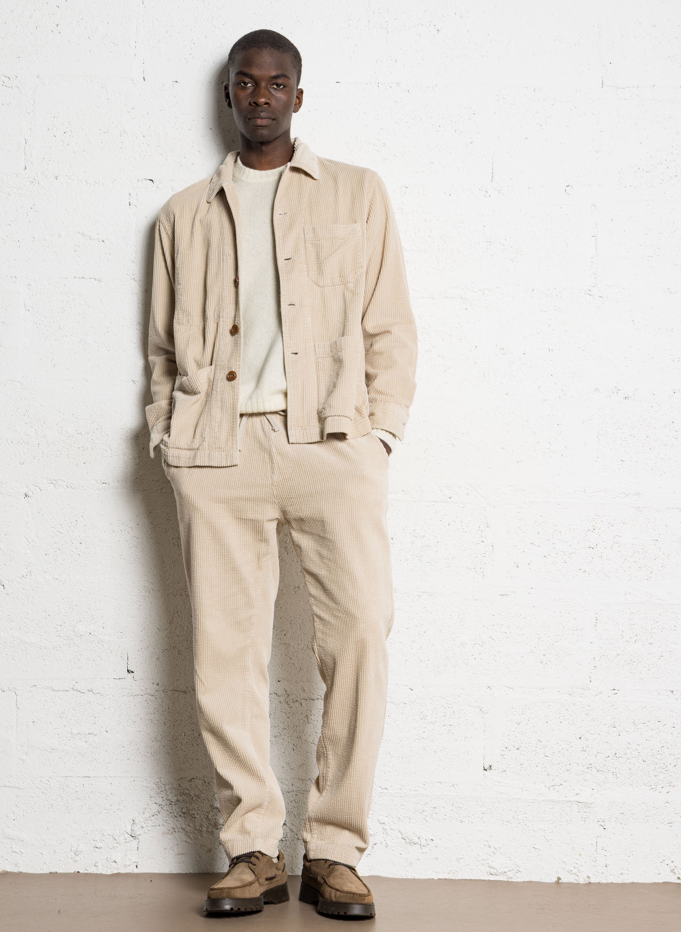 Veste chemise boutonnée en velours côtelé HARTFORD Blanc