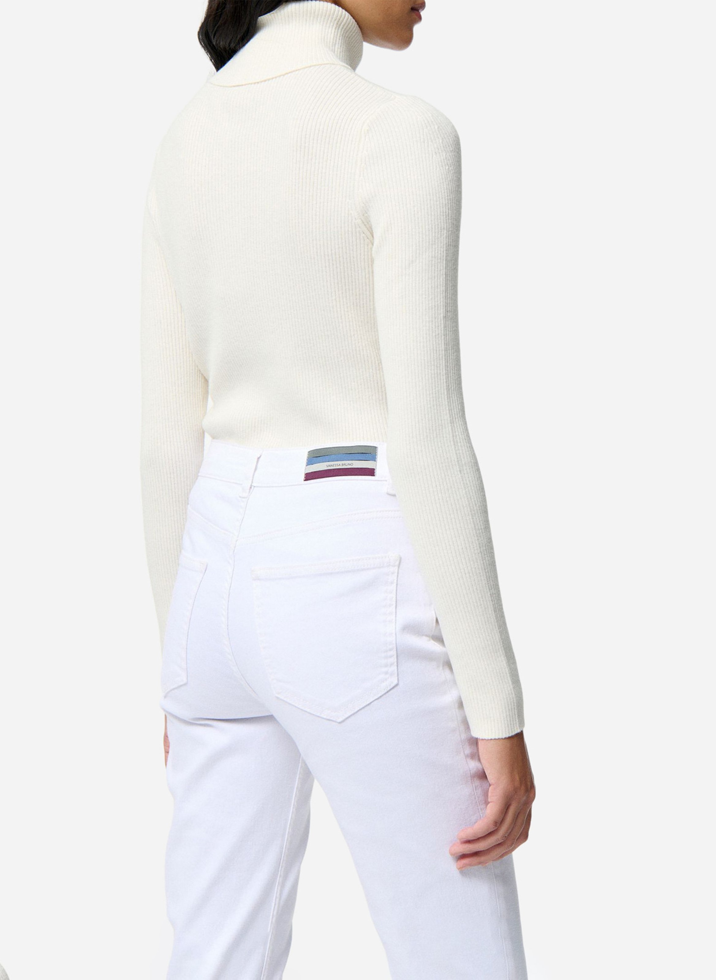 Straight turtleneck sweater in cotton and wool VANESSA BRUNO Beige