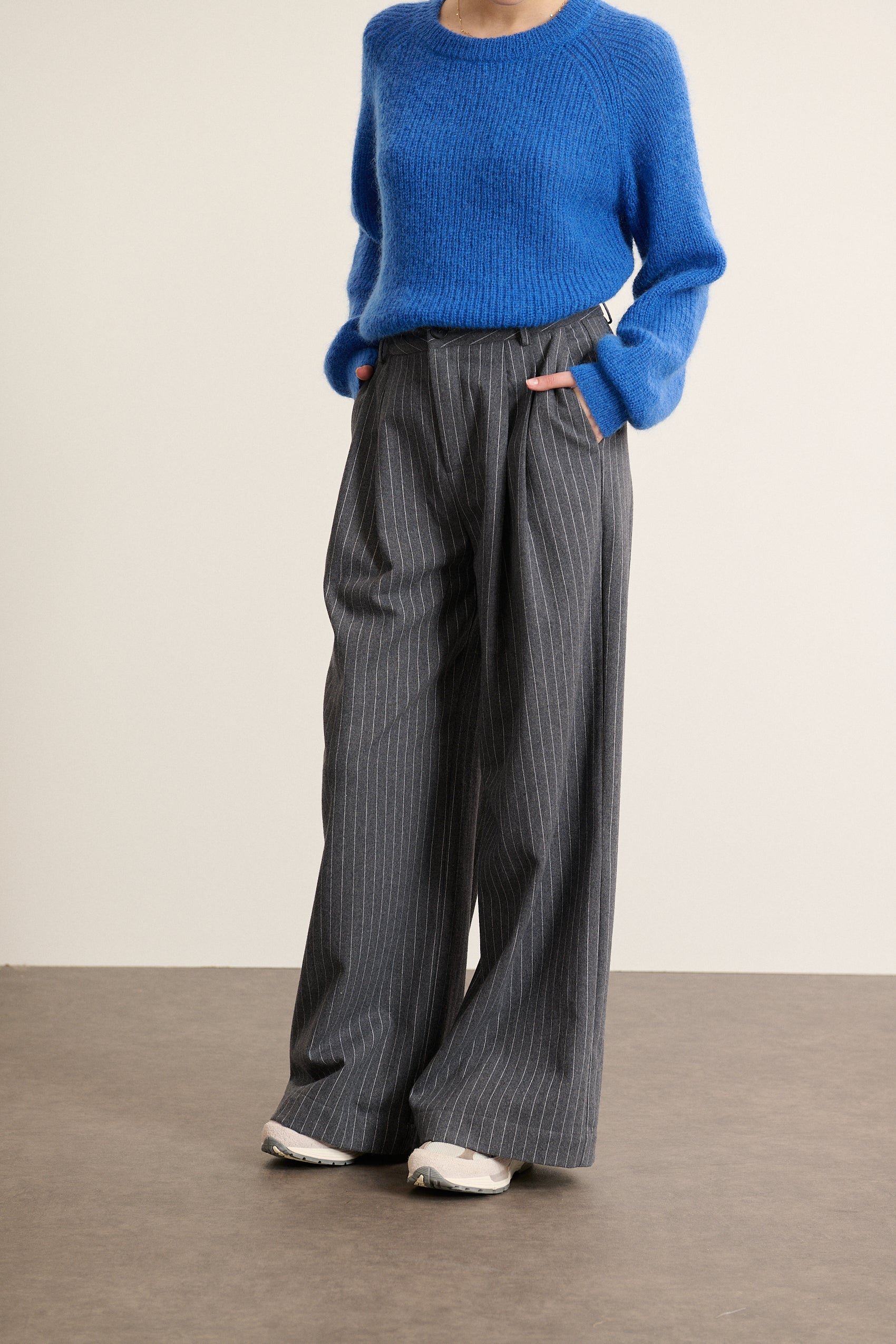 High-waisted striped wide-leg pants GARANCE PARIS Grey