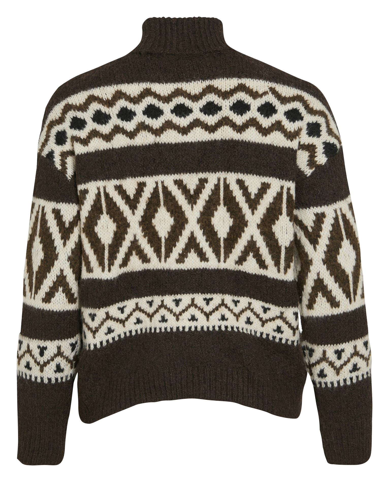 Pull droit col montant en jacquard imprimé VILA Marron