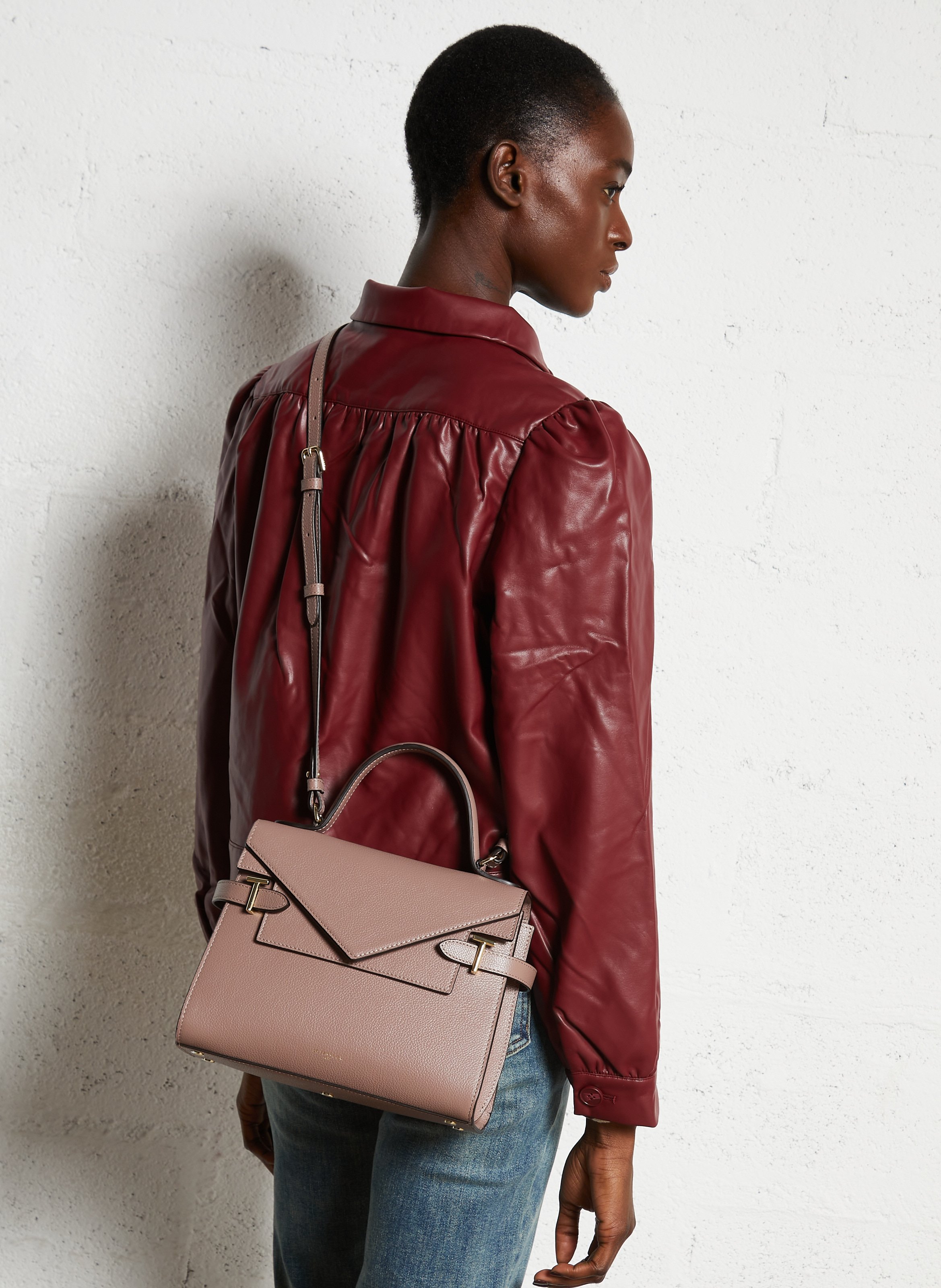 Sac bandoulière en cuir LE TANNEUR Gris