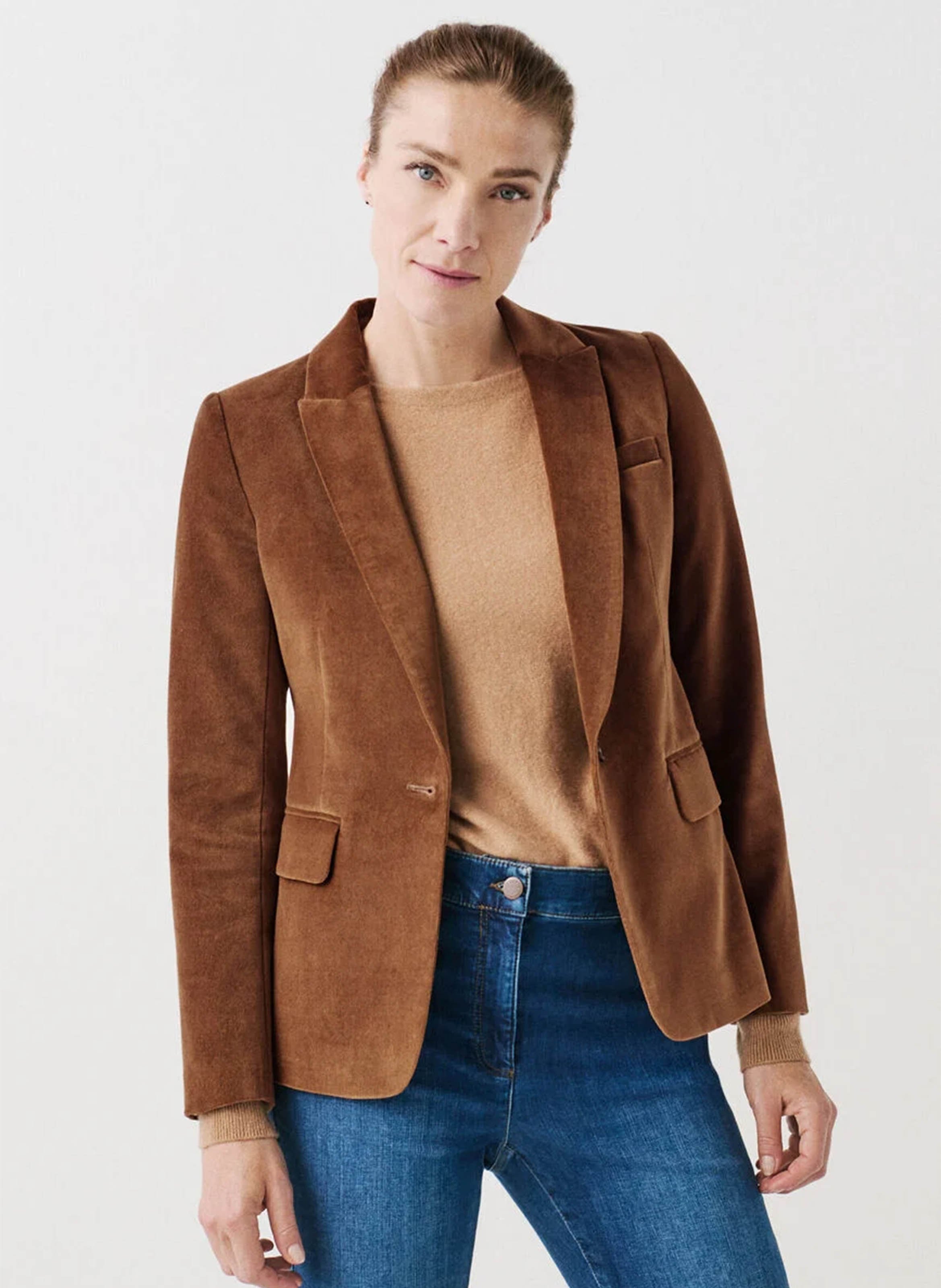 Baumwollblazer in Samtoptik CAROLL Braun