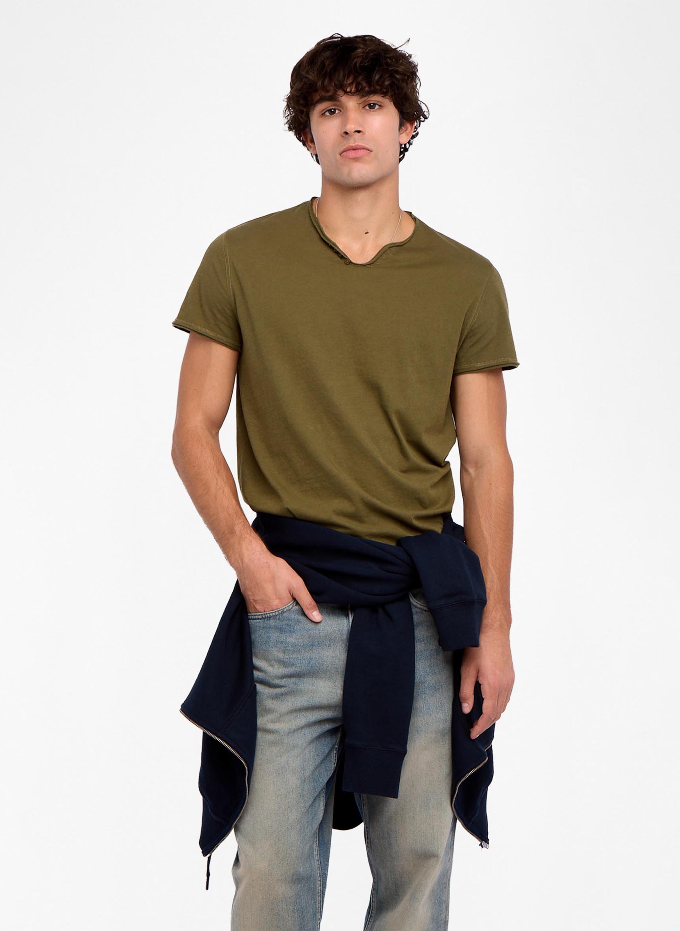 Straight-cut cotton henley T-shirt ZADIG&VOLTAIRE Green