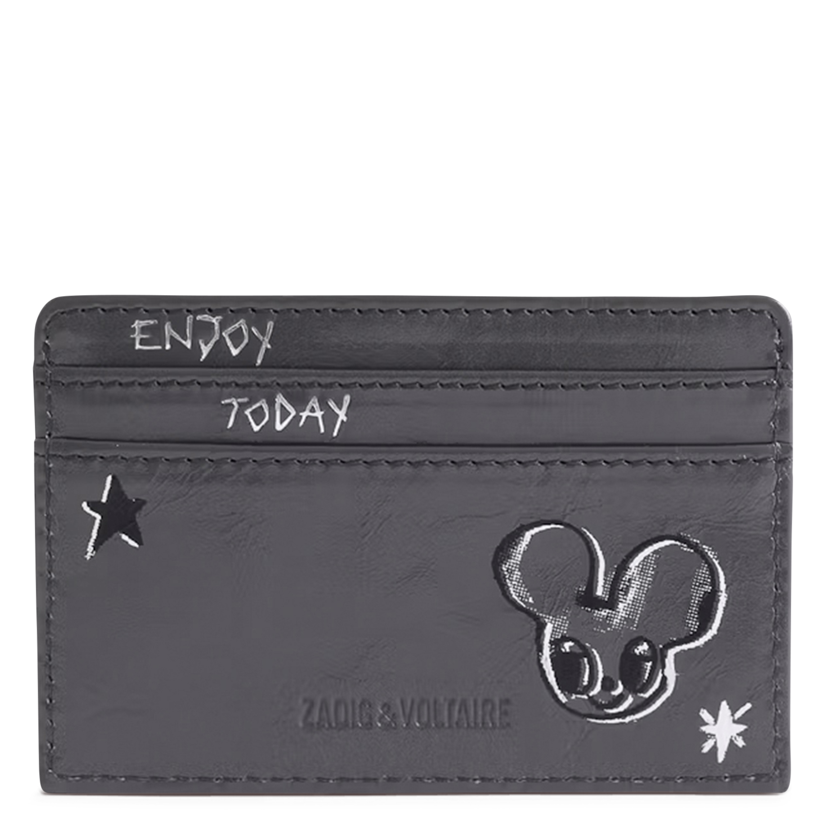 Porte-cartes en cuir imprimé ZADIG&VOLTAIRE Gris