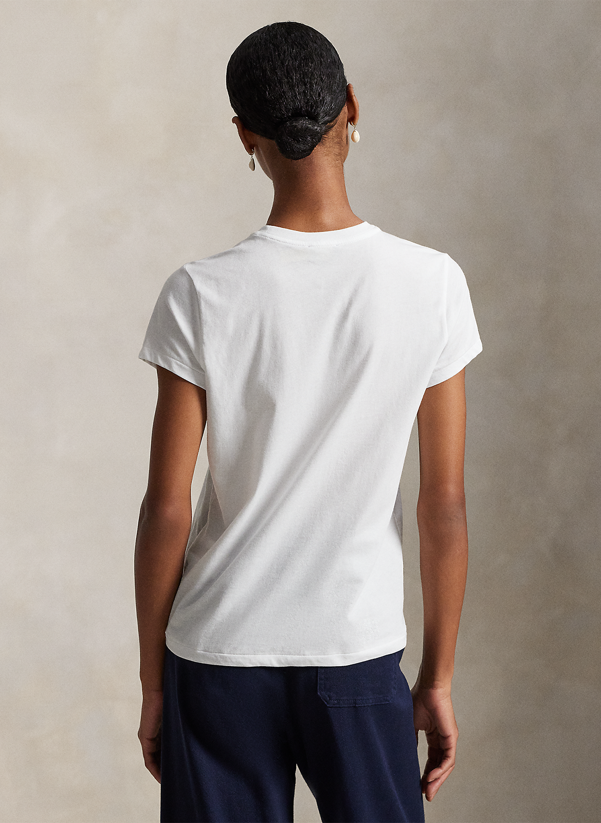 Katoenen T-shirt met ronde hals en borduursel POLO RALPH LAUREN Wit