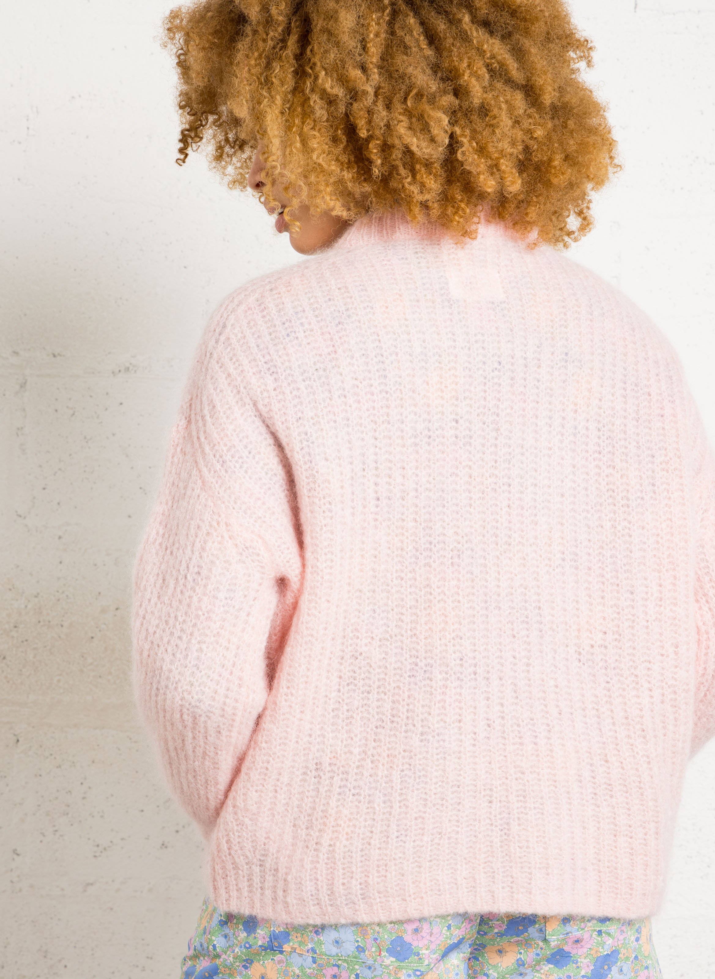Oversized solid mohair blend sweater DES PETITS HAUTS Pink