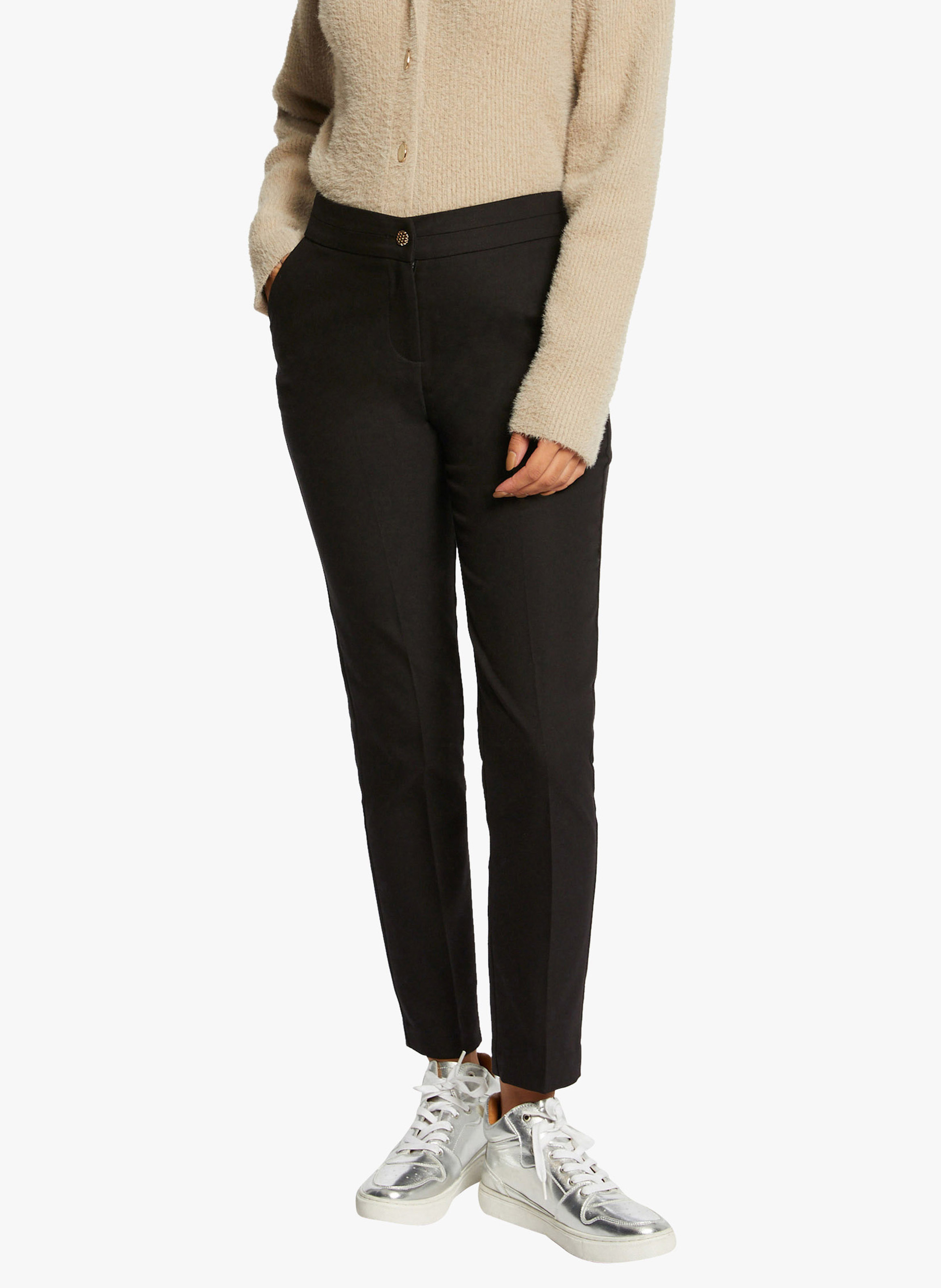 Pantalon slim 7/8 en coton mélangé  MORGAN Noir
