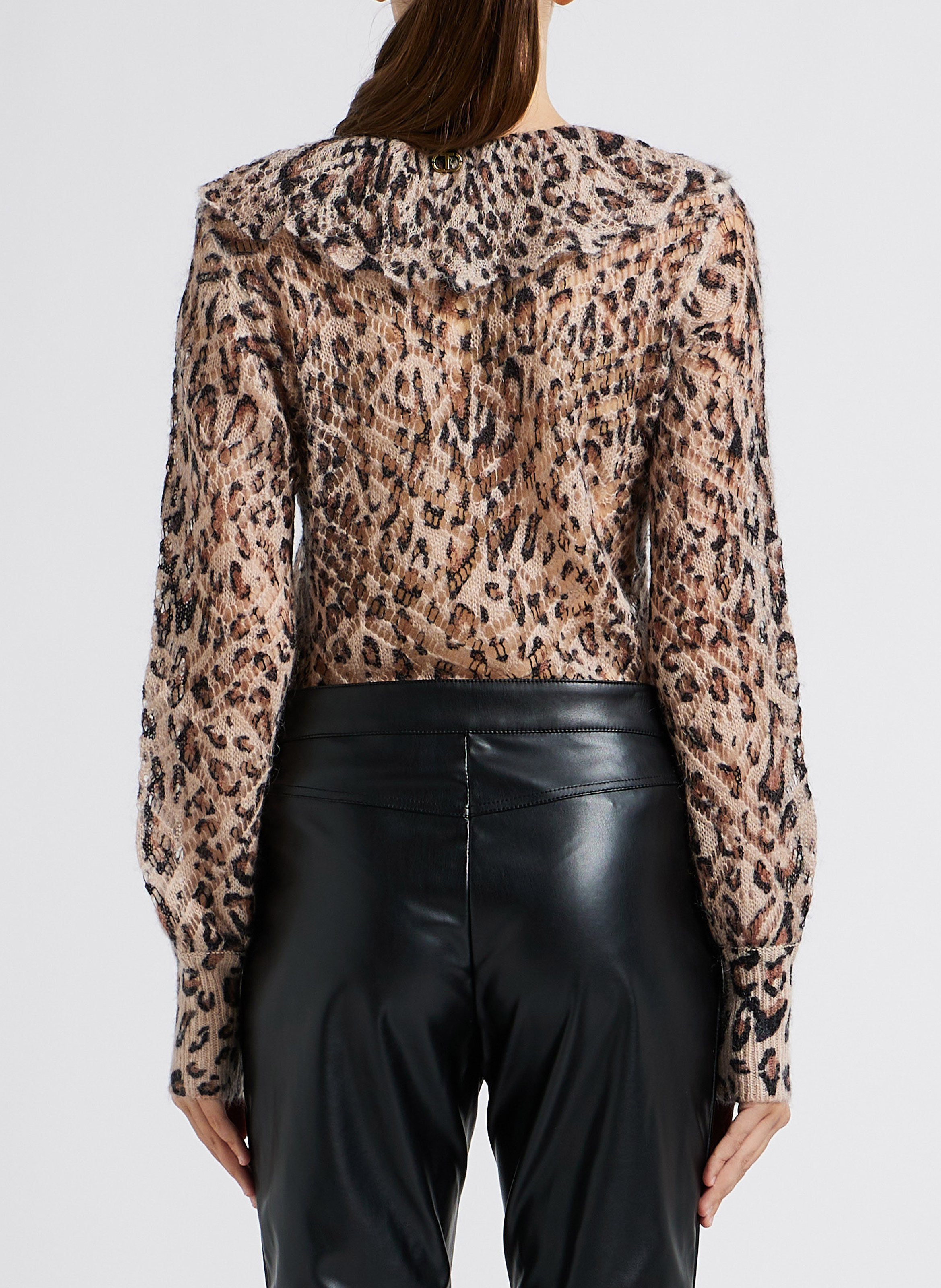 Round-neck leopard print sweater TWINSET Brown