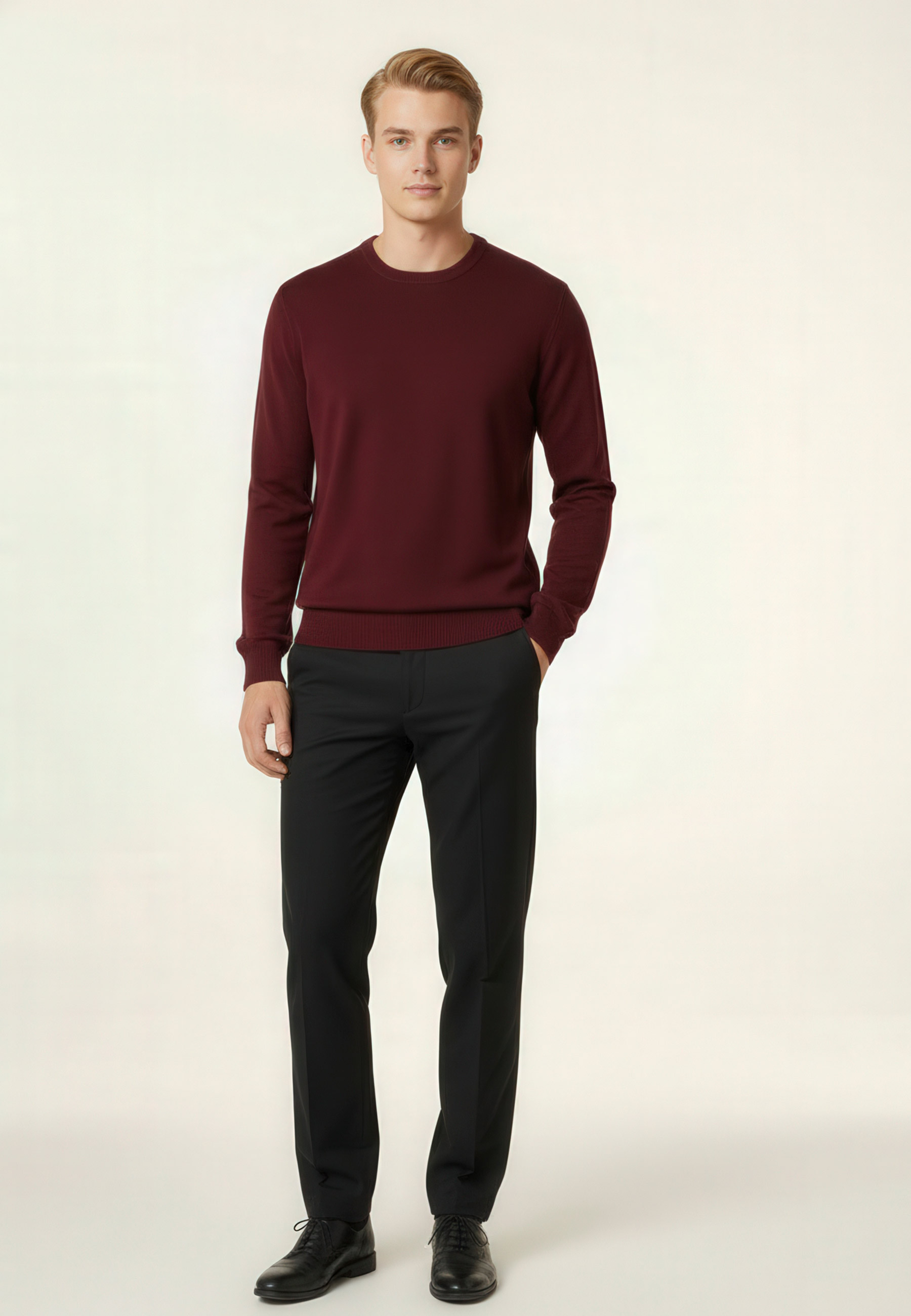 Round-neck wool and silk sweater MAISON MONTAGUT Purple