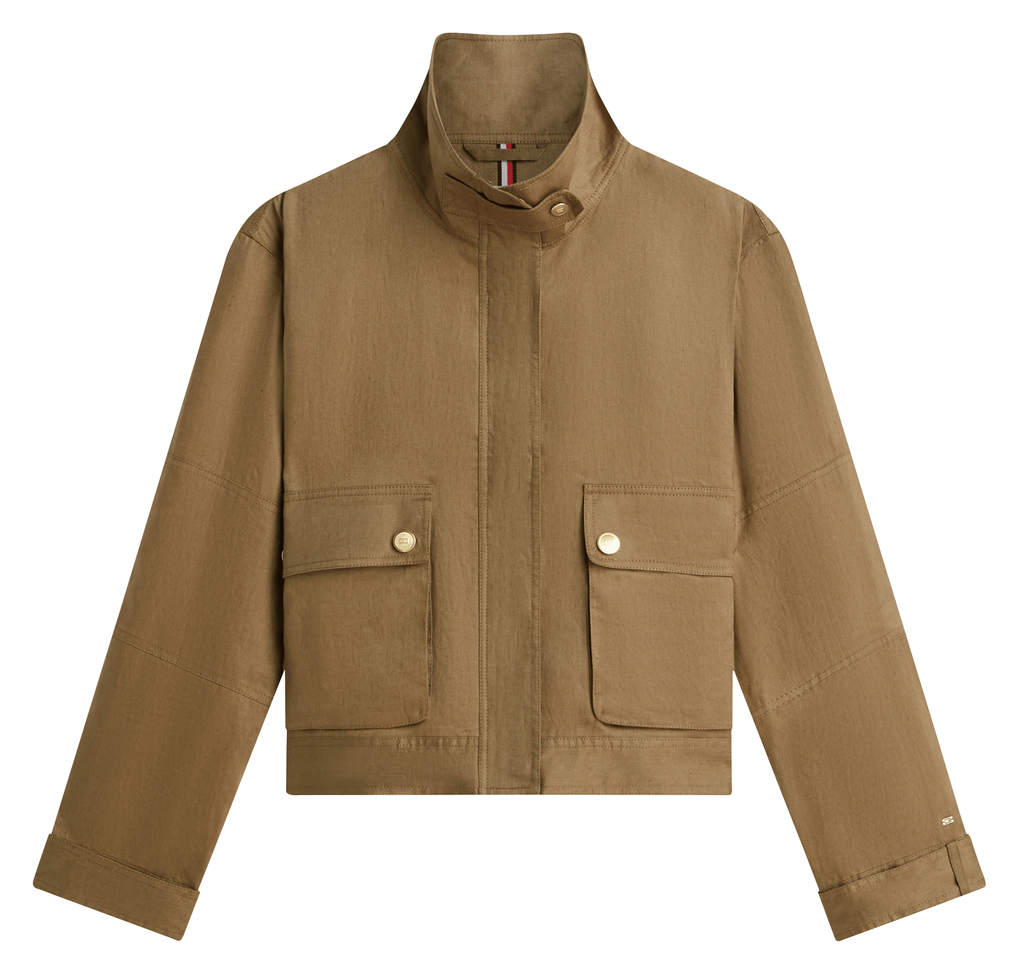 Veste col montant en lin TOMMY HILFIGER Green