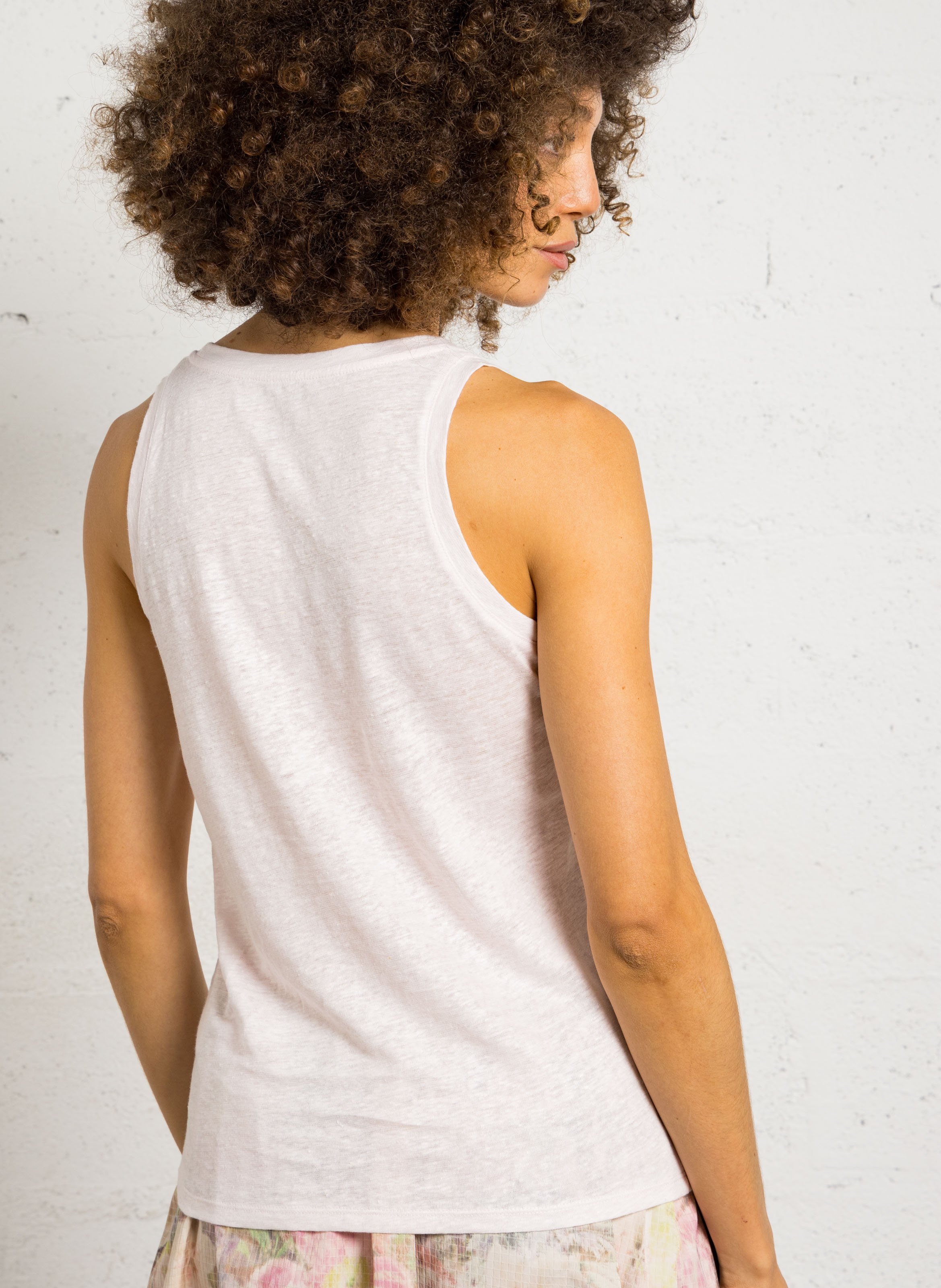 Singlet met ronde hals | linnenblend MAJESTIC FILATURES Roze