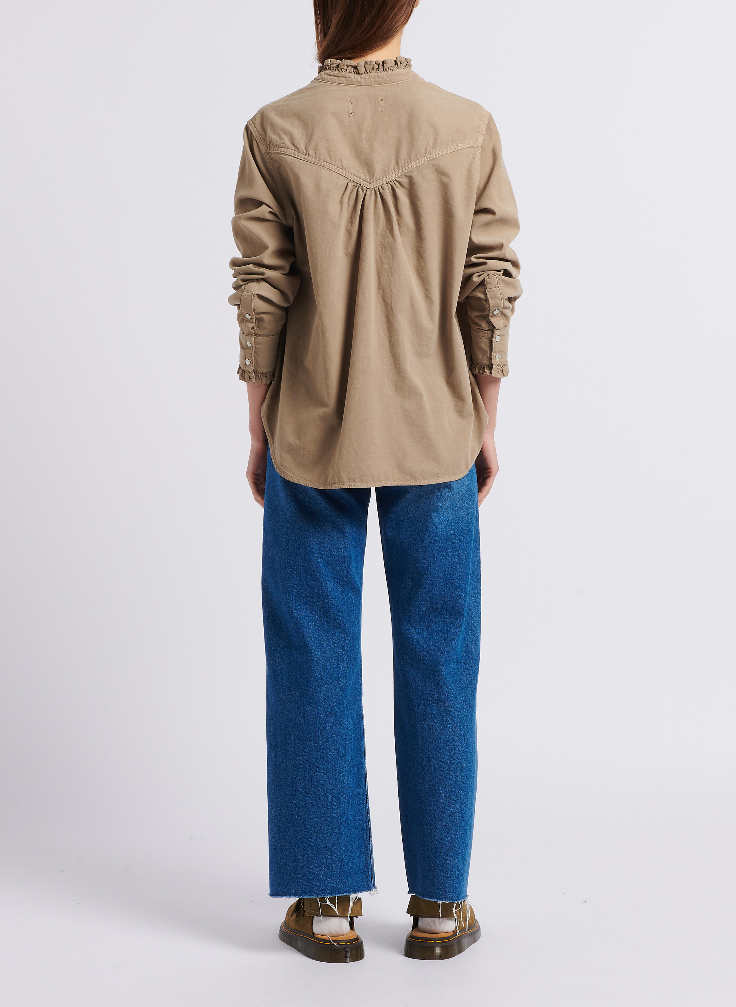 Cotton corduroy shirt with Victorian collar ACQUAVERDE Beige