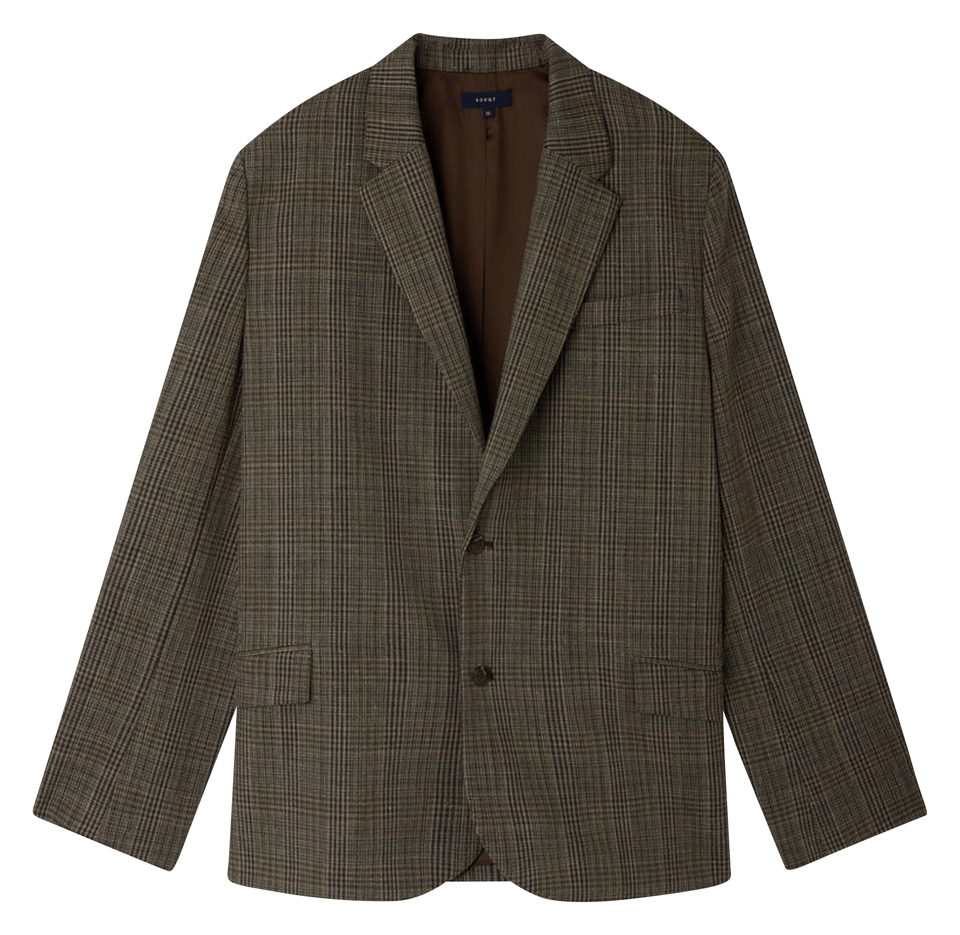 Oversized checked wool-blend jacket with tailored collar SOEUR Brown
