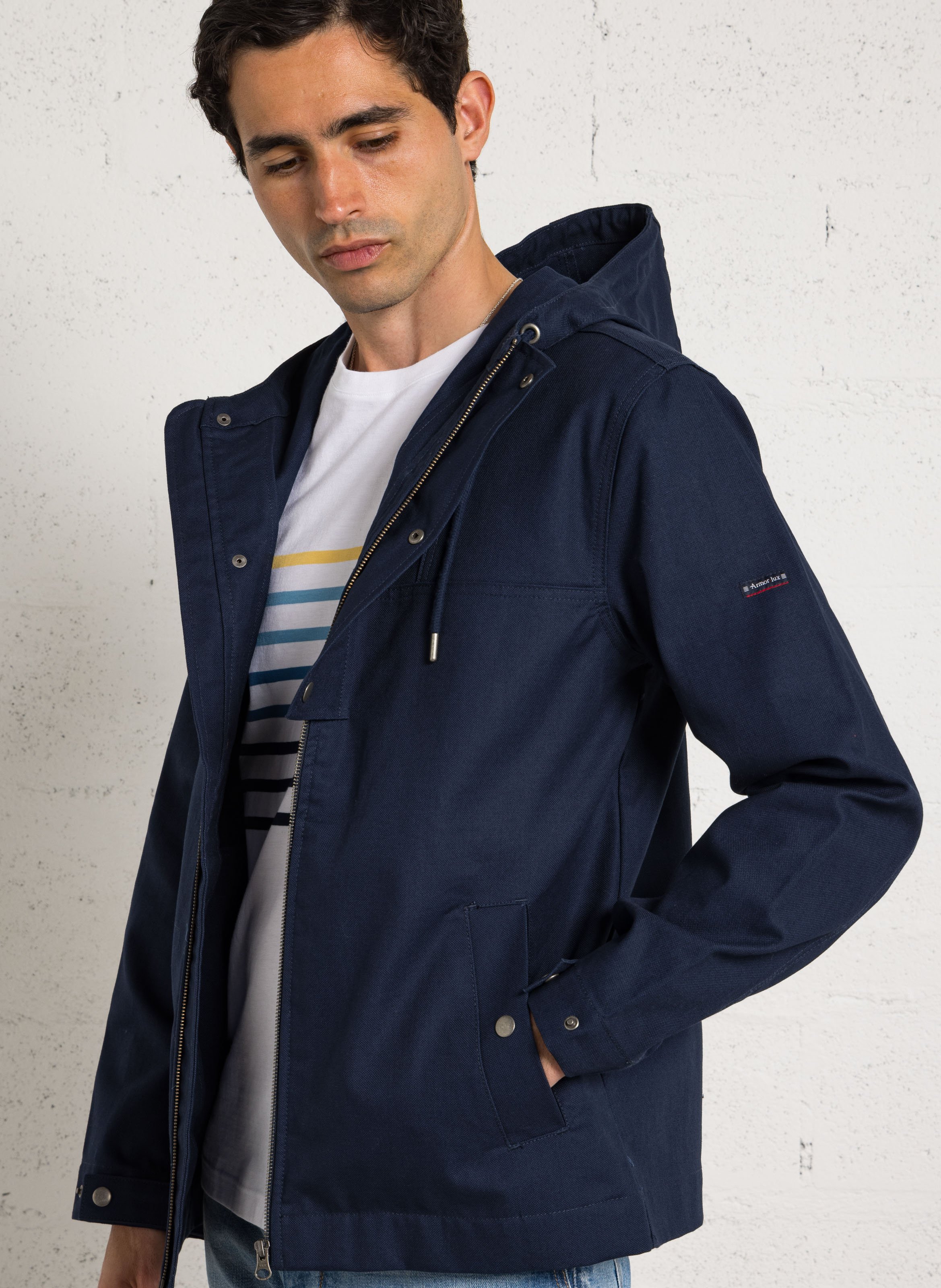 Veste droite col montant en coton ARMOR LUX Bleu