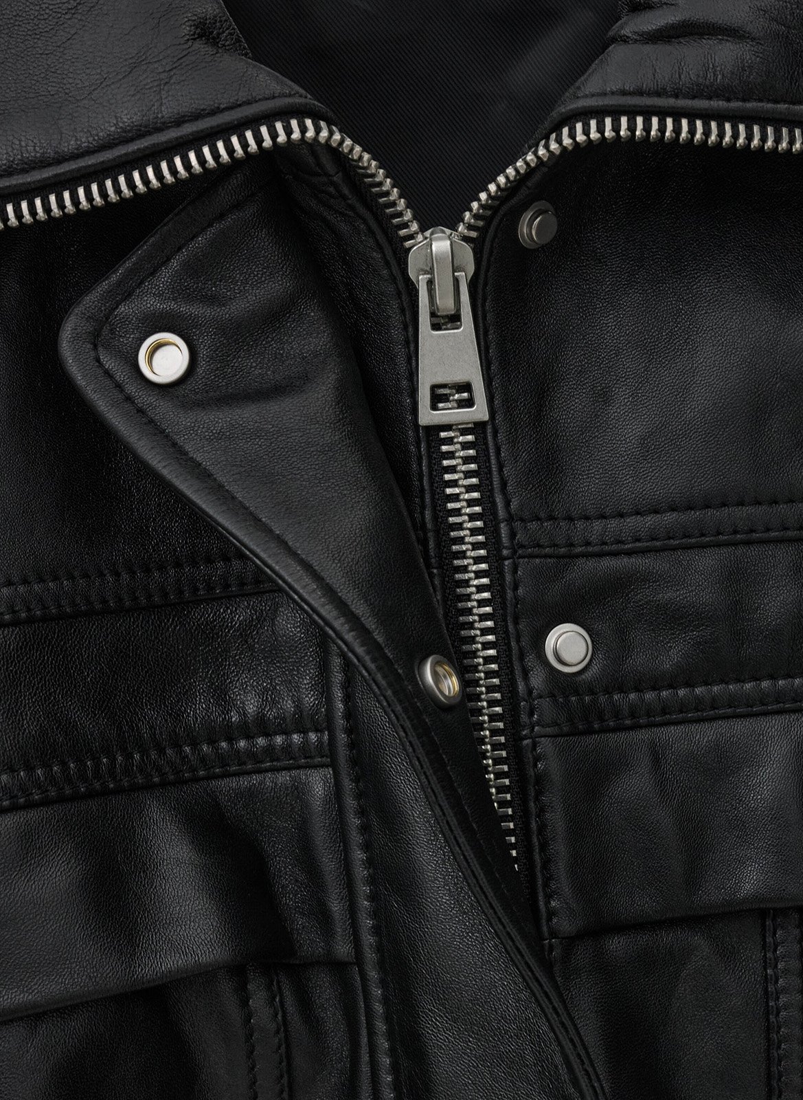 Getailleerd leren jack met opstaande kraag BA&SH Zwart