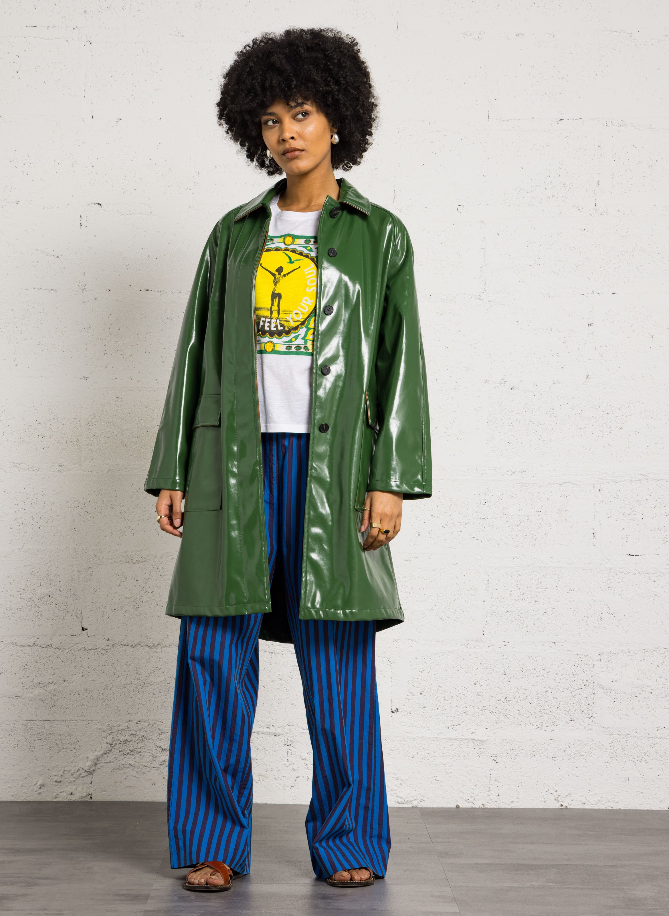 Pantalon droit à rayures LEON & HARPER Bleu