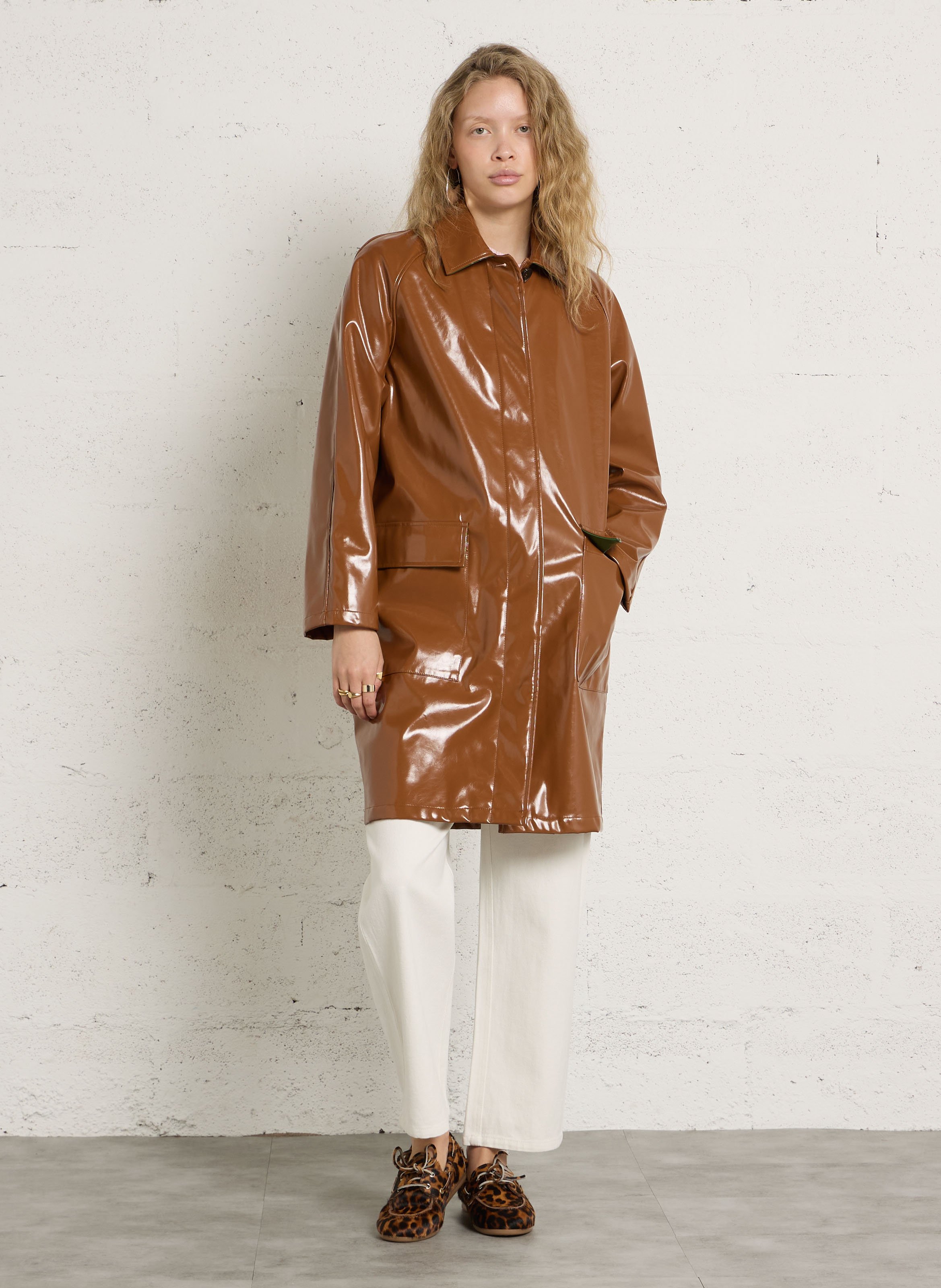 Manteau droit col classique LEON & HARPER Marron