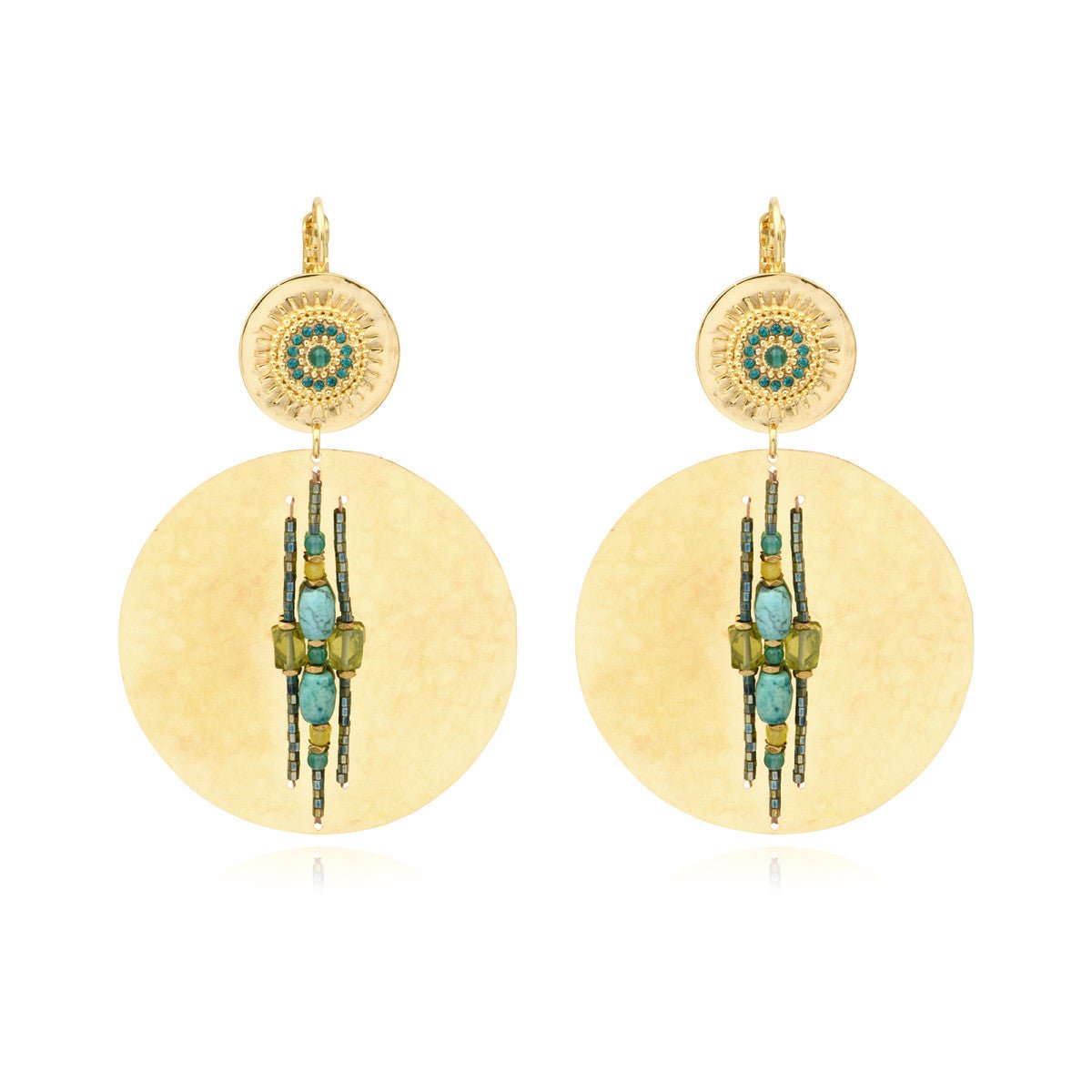 Earrings in fine gold plating SATELLITE PARIS Green