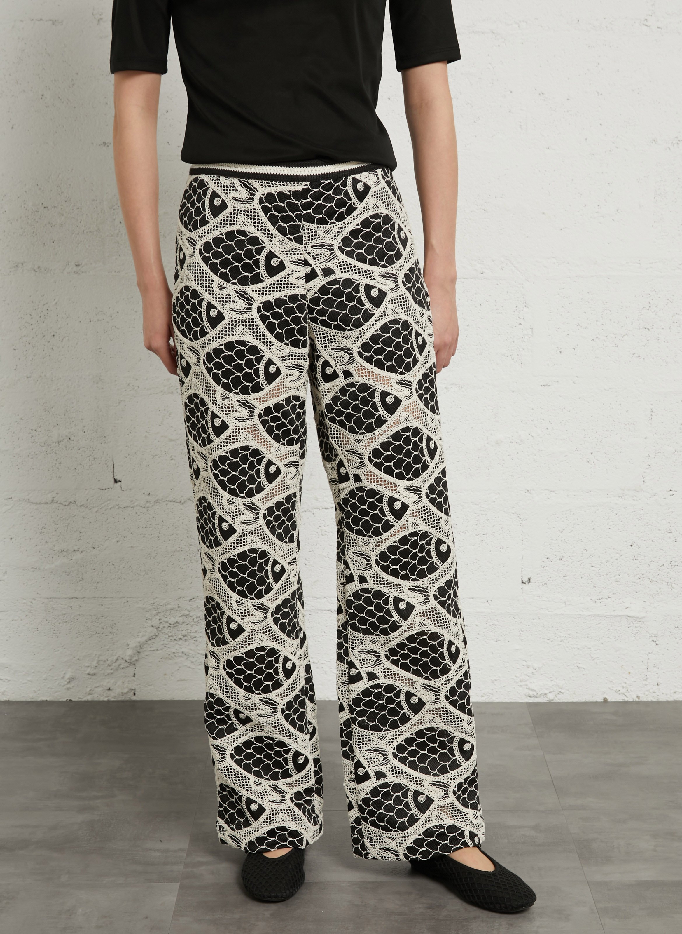 Wijde broek met kant FABIENNE CHAPOT Zwart